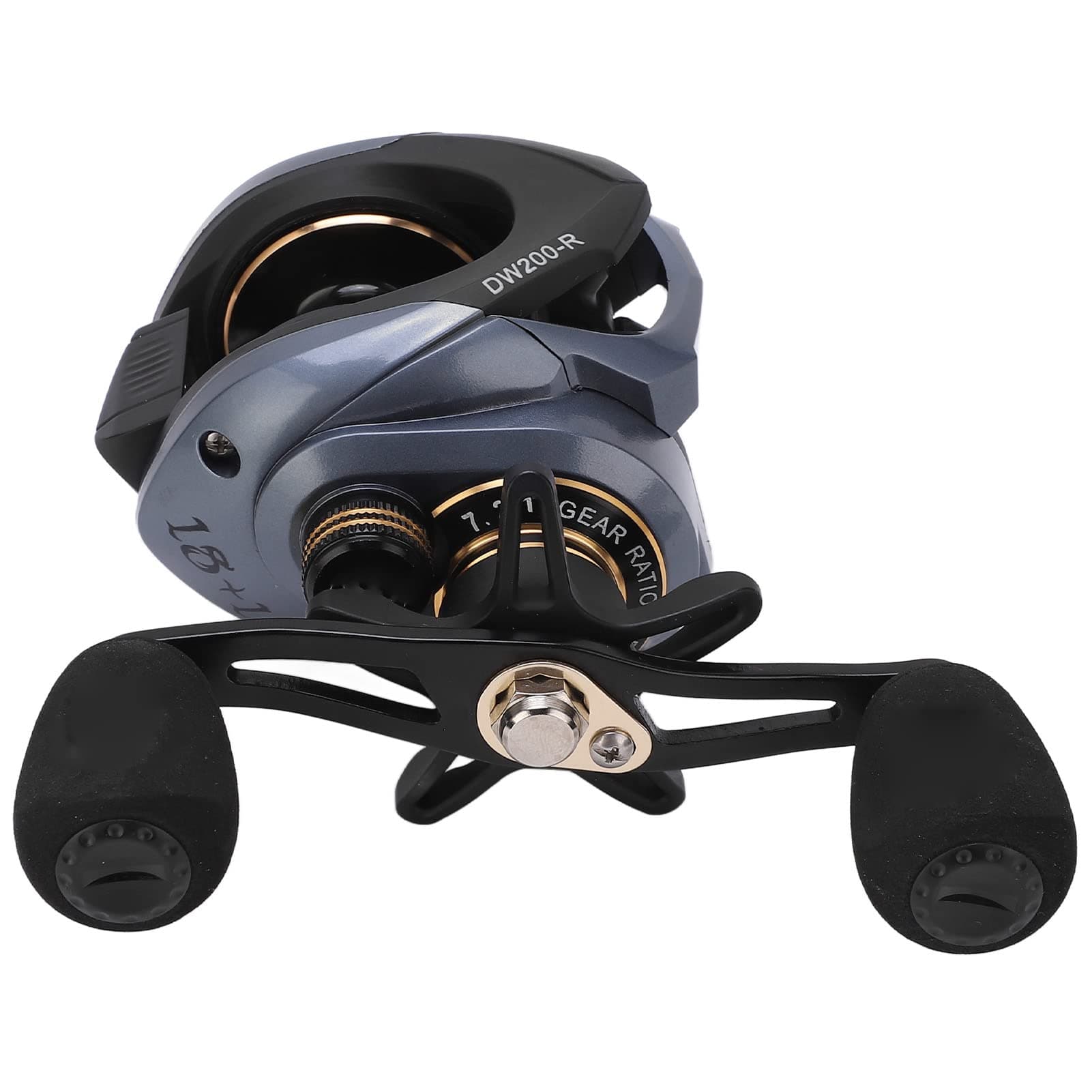 Sonew Baitcasting Reels DW200 7.2:1 High Speed Gear Ratio 18+1BB Metal Baitcaster Fishing Reels with Dual Brake Systems for Saltwater and Freshwater - Right Handed (Right Hand)