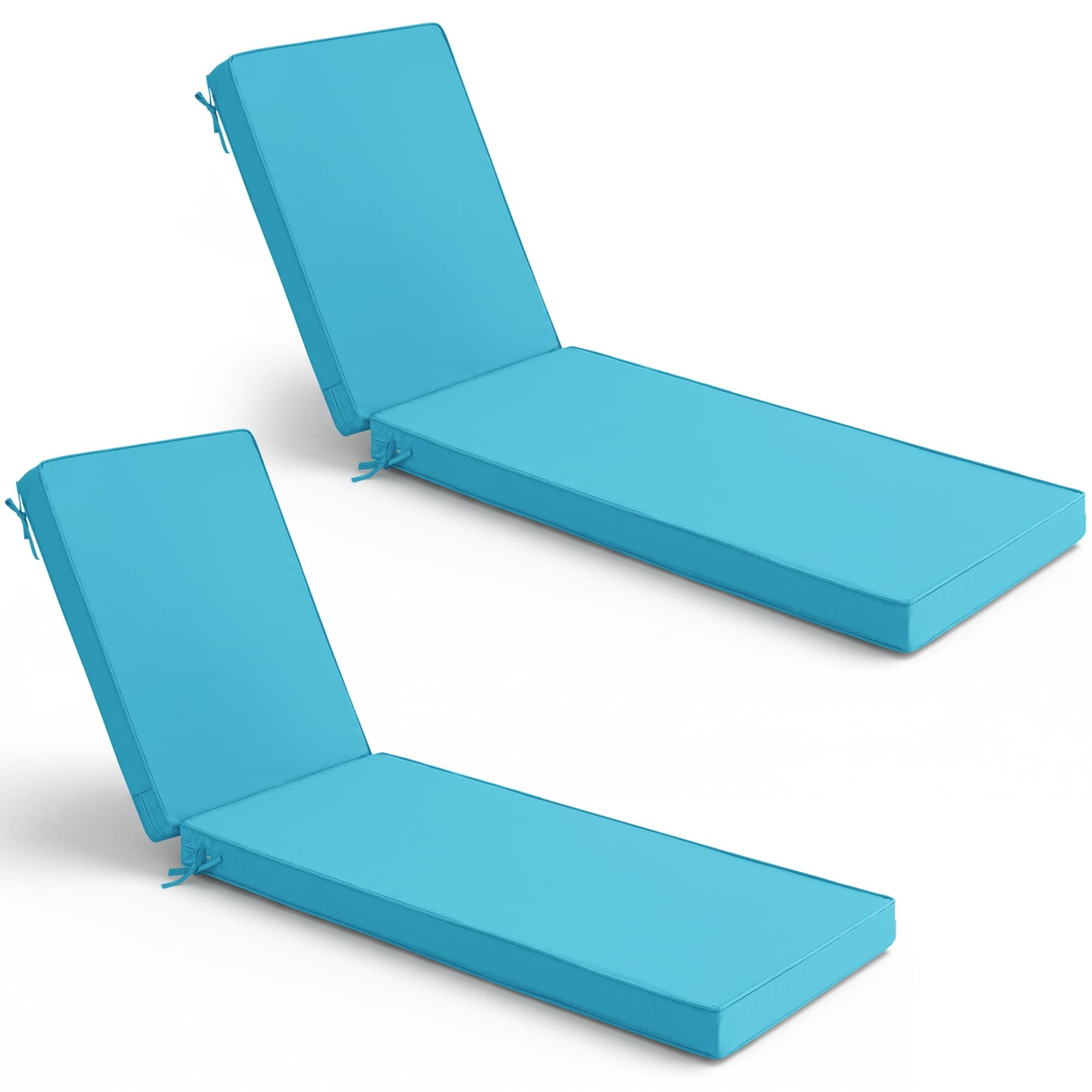 Summsun Chaise Lounge Cushions Outdoor Set of 2, 72 x 21 x 3 Inch, Teal
