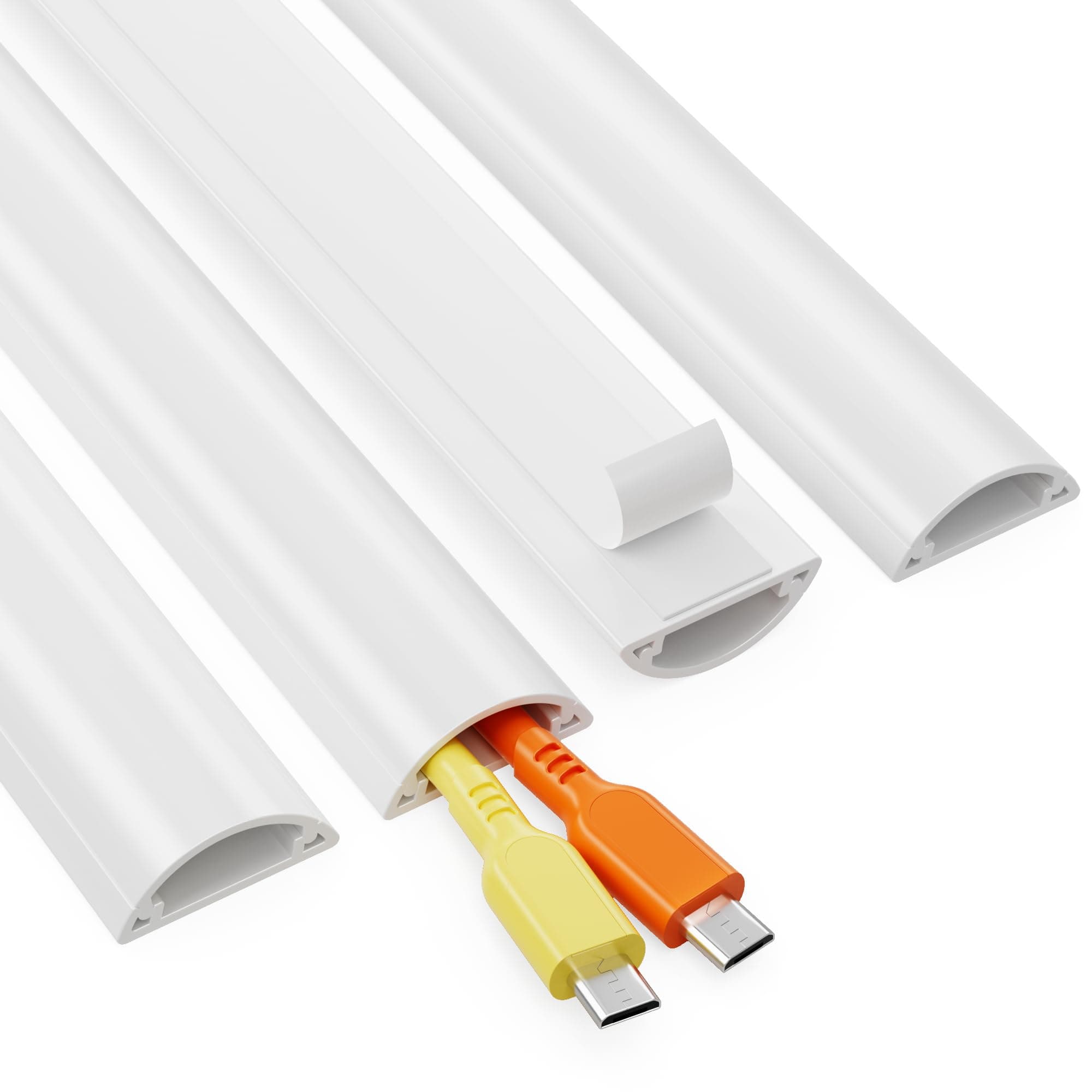 Cord Hider Kit, 56.7in Cord Covers for 1-2 Wires on Wall, Paintable Cable Hider Wire Covers for Cords on Wall, Cable Cover Raceway Cord Hider for Walls Mount Tv, W1.18 H0.43in, White