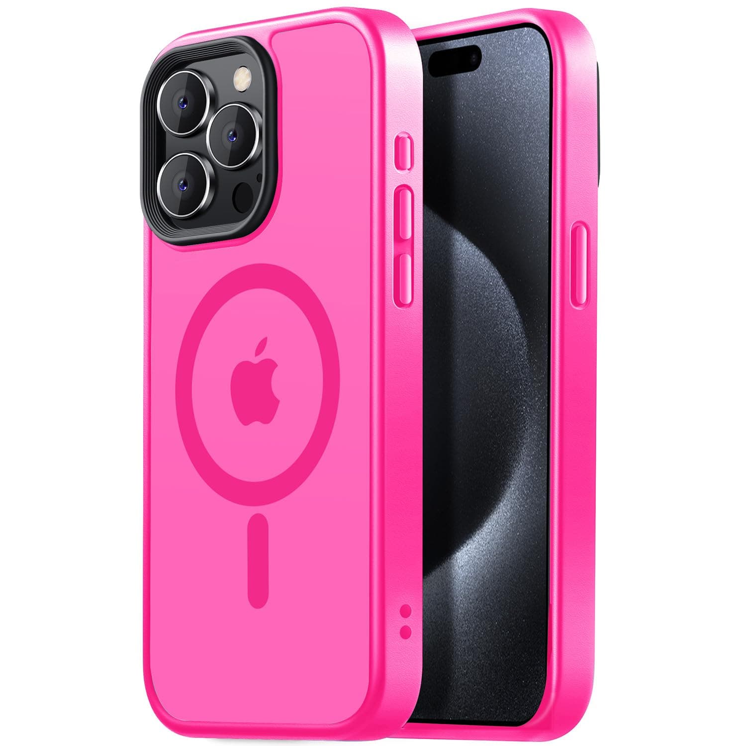 Tigowos for iPhone 15 Pro Magnetic Case Fits MagSafe Drop Resistant Shockproof Back Cover Fits iPhone 15 Pro Phone Cases 6.1", Hot Pink