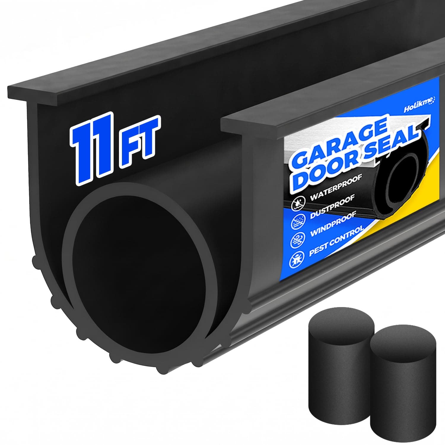 Holikme Garage Door Seals Bottom Rubber,Door Threshold Ramps,Flexible Garage Door Seal, Weather Stripping Kit Seal Strip Replacement,5/16 Inch T-End,3.74 Inch Width (11Ft, Black)