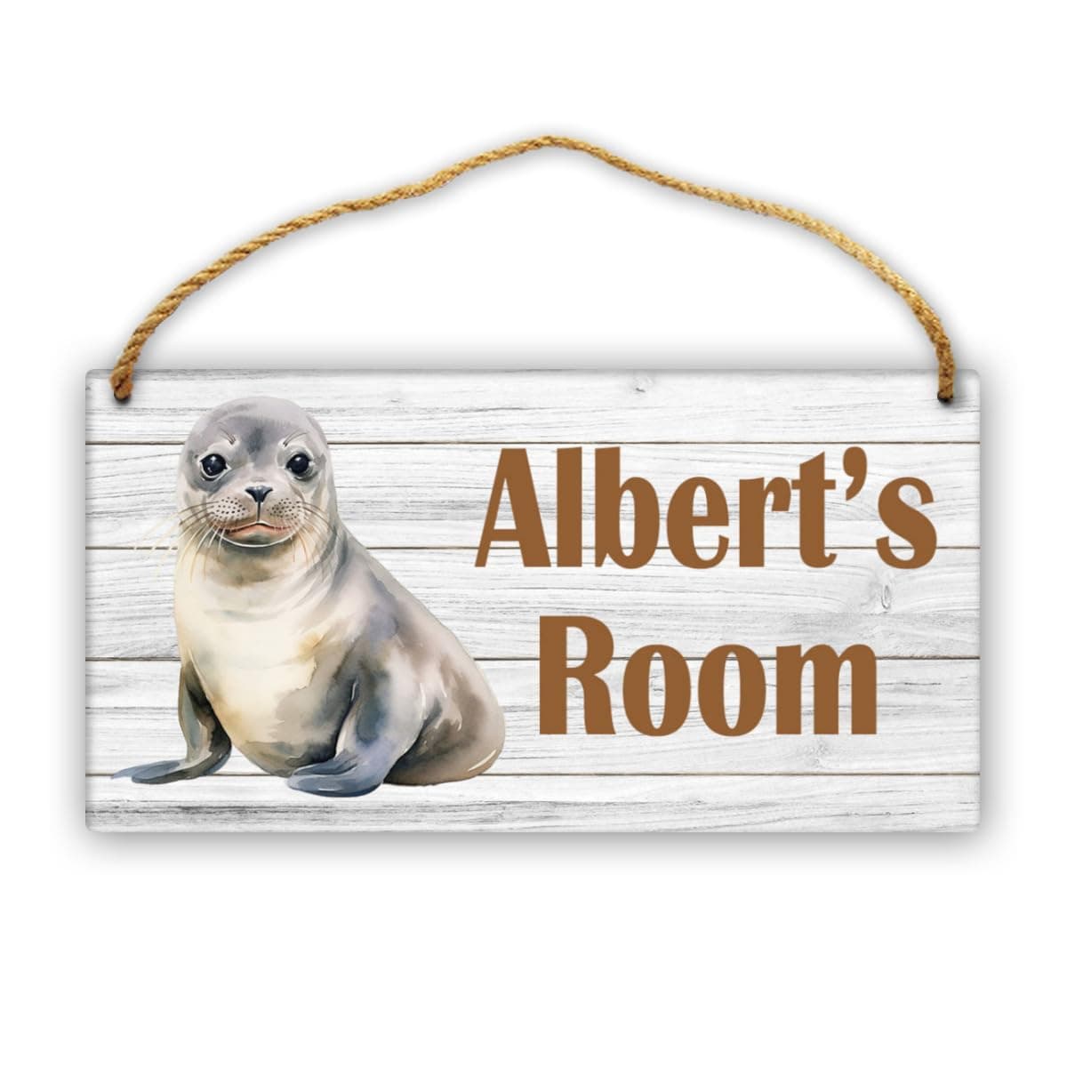 Personalized Seal Kids Room Door Sign Custom Name Girls Boys Bedroom Decor Toddler Baby Nursery Wood Art Wall Plaque