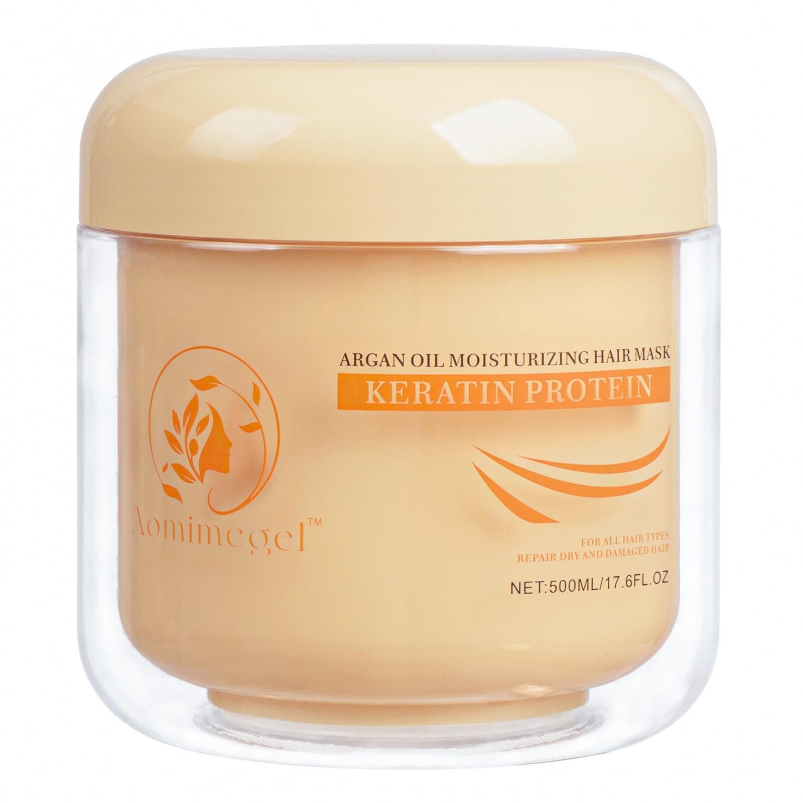 Aomimegel Collagen Hair Mask,Deep Repair Conditioning Argan Oil Hair Mask for Damaged Hair Treatment, Deep Conditioner Hydrating Hair Masque for All Hair Types 16.9 oz 500ml
