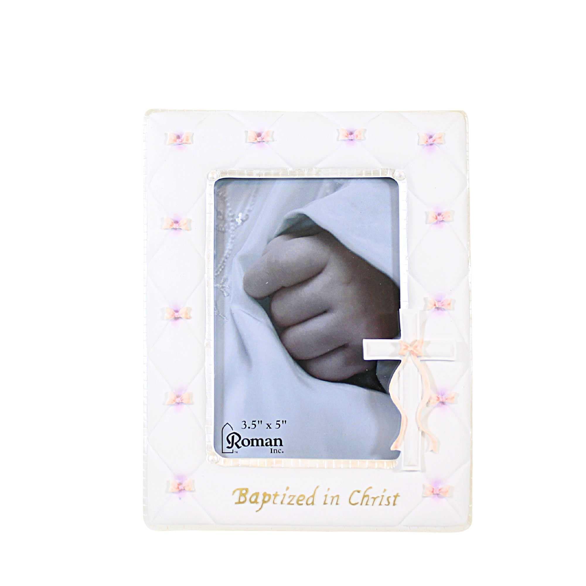 7" Baptism Frame for 3.5"x5" Photo (Girl - Pink)
