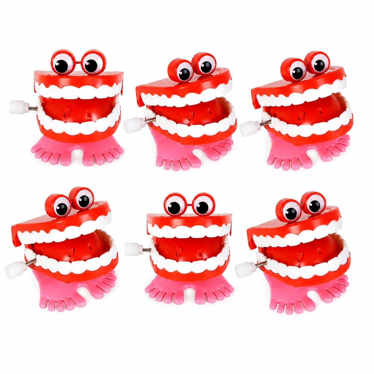 The Dreidel Company - Teeth for Cutting and Chatting Teeth with Glowing Eyes Toys for Kids Birthday Party, Novelty Gifts and Gag, 1.75" (Pack of 6)