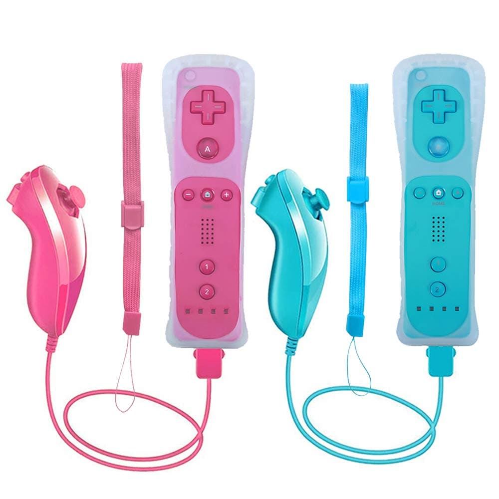 Tevodo Wii Remote Controller, 2 Packs Upgrade Wii Wireless Controller Compatible with Wii Wii U Console(Pink and Blue)