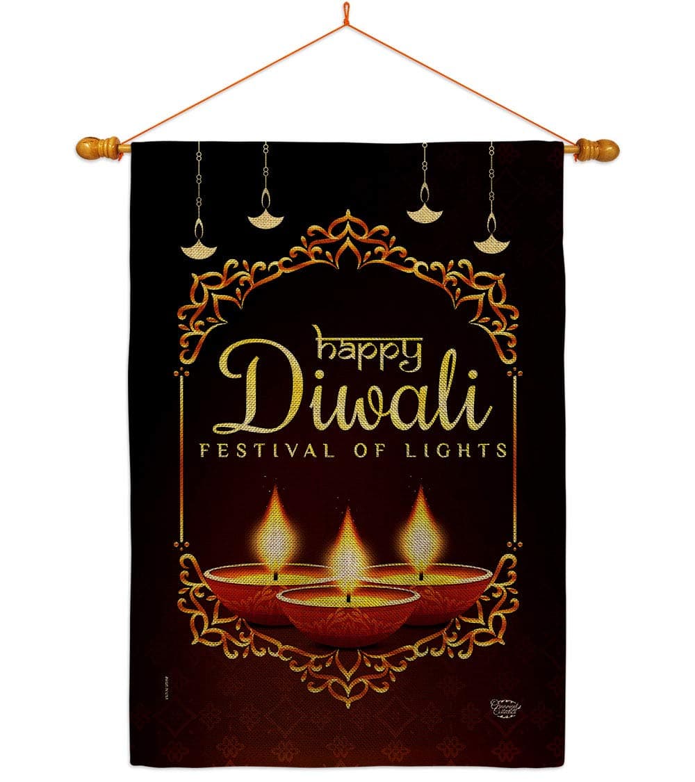Ornament Collection Celerate Diwali Burlap House Flag Dowel Set Religious Faith Hope Grace Peace Dove Christian Religion Easter Decoration Banner Small Garden Yard Gift Double-Sided, Made in USA