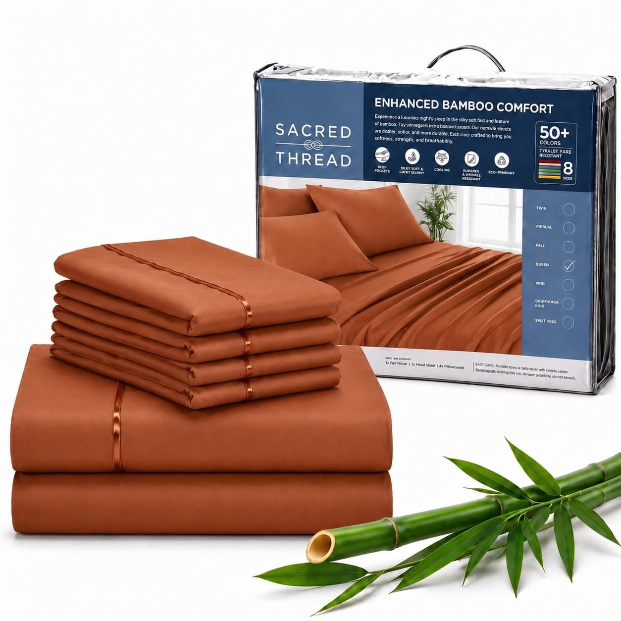 Sacred Thread Rayon Derived from Bamboo Sheets (Autumn Orange) (Cal King)