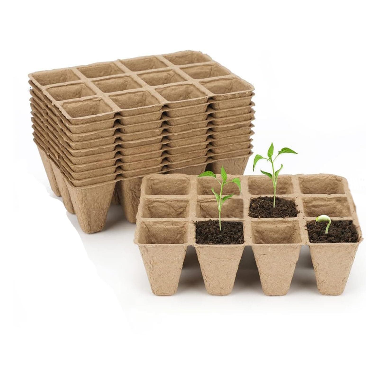 YFANITI 10 Pack Seedling Starter Trays - 120 Cells,Biodegradable Seed Starter Trays for Seedlings,Eco-Friendly Peat Pots