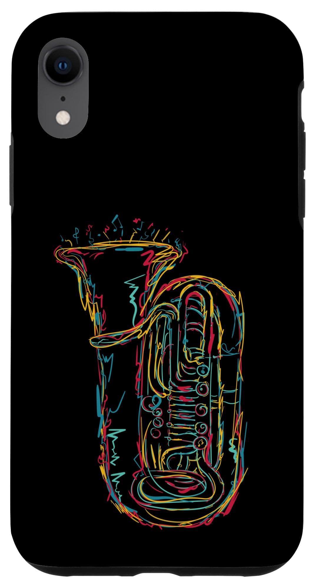 Tuba Sketch Musical Instrument Case for iPhone XR