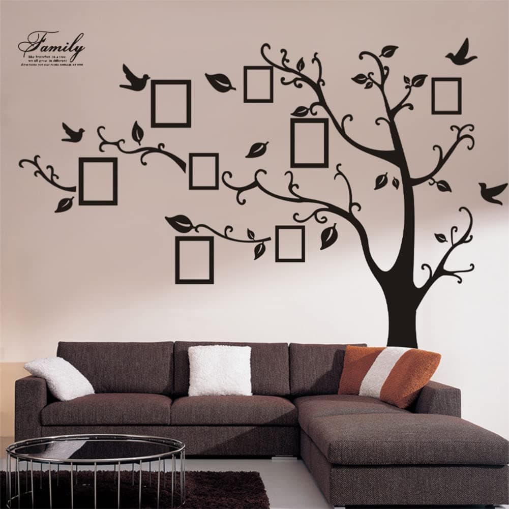 Large Family Tree Wall Decor Removable Picture Frames Tree Wall Decal Vinyl Tree Wall Stickers for Living Room Home Decor
