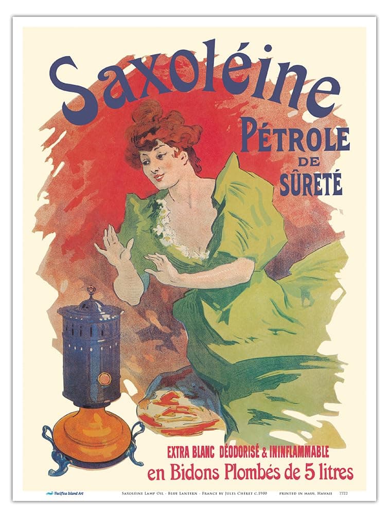 Saxoléine Lamp Oil - Blue Lantern - France - Vintage French Advertising Poster by Jules Chéret c.1900 - Master Art Print (Unframed) 9in x 12in