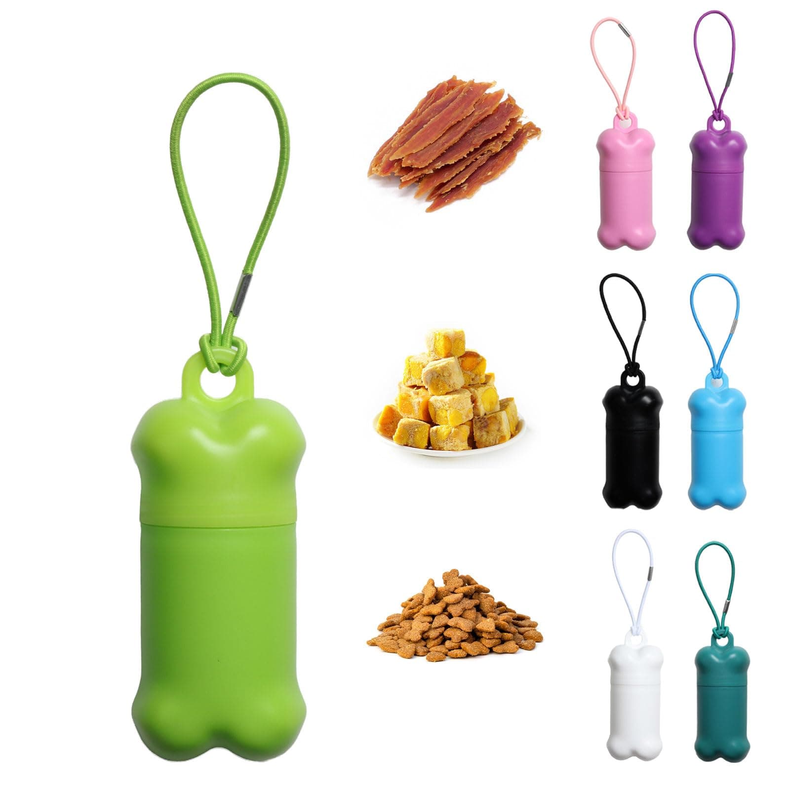 Yvnicll Portable Airtight Dog Food Storage Container, Mini Treat Holder Small Dog Treat Pouch and Training Container -1 piece (Light Green)