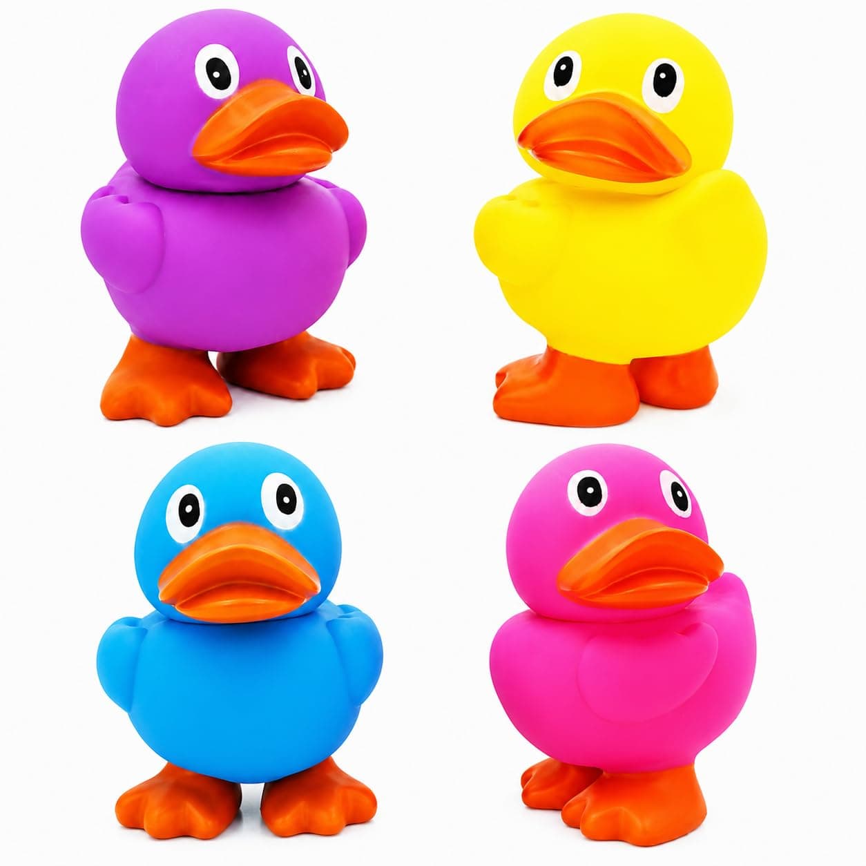 The Dreidel Company Jumbo Rubber Duck Toy with Flippers, Squeeze to Squeak N' Quack, Giant Rubber Duckies for Kids, Bath, Baby Shower, Birthday, Pool Activity,6.5" Tall (2-Pack Assorted)