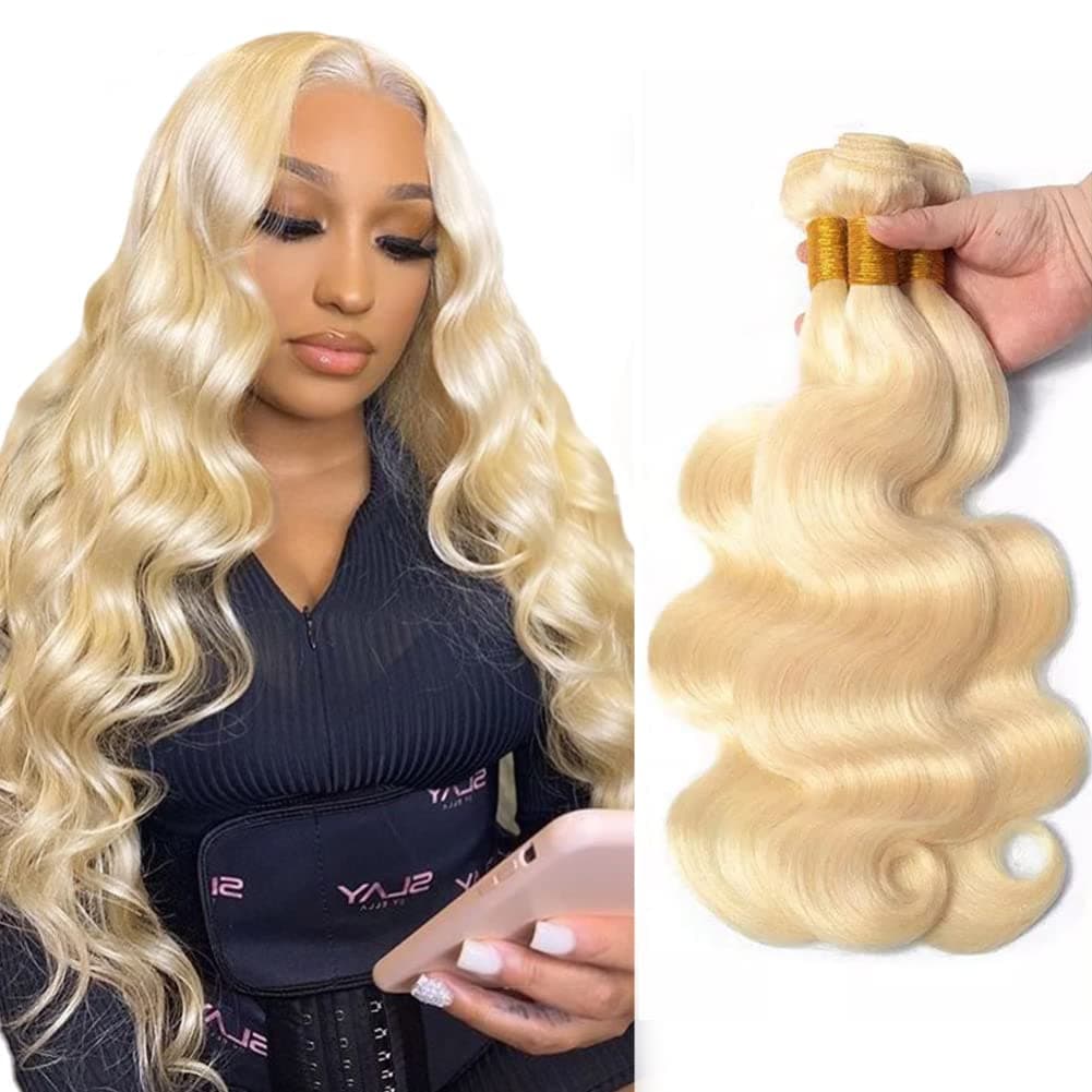 Forawme Brazilian Body Wave Hair Weaves 300g/lot Mixed Lengths 22 22 22 Inch #613 Blonde Soft Remy Human Hair Weft Wholesale Price