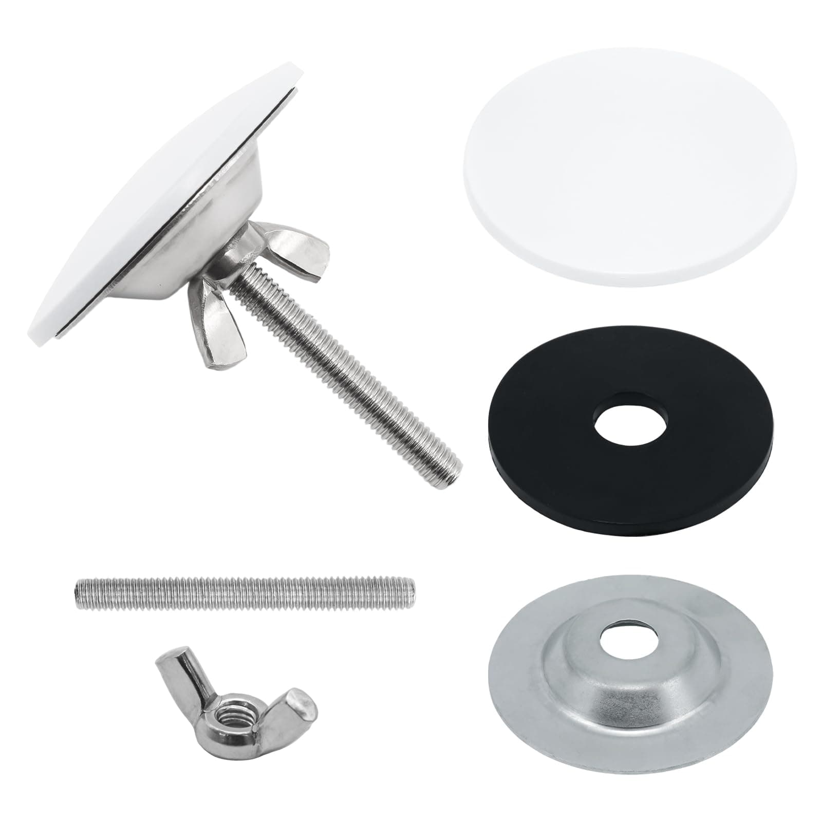 Pine & Linen 2pcs 2 Inch Kitchen Sink Holes Cover,Stainless Steel Faucet Holes Cover Solid Kitchen Sink Tap Hole Plate,Sink Hole Plug for Home Kitchen and Bathroom(White)