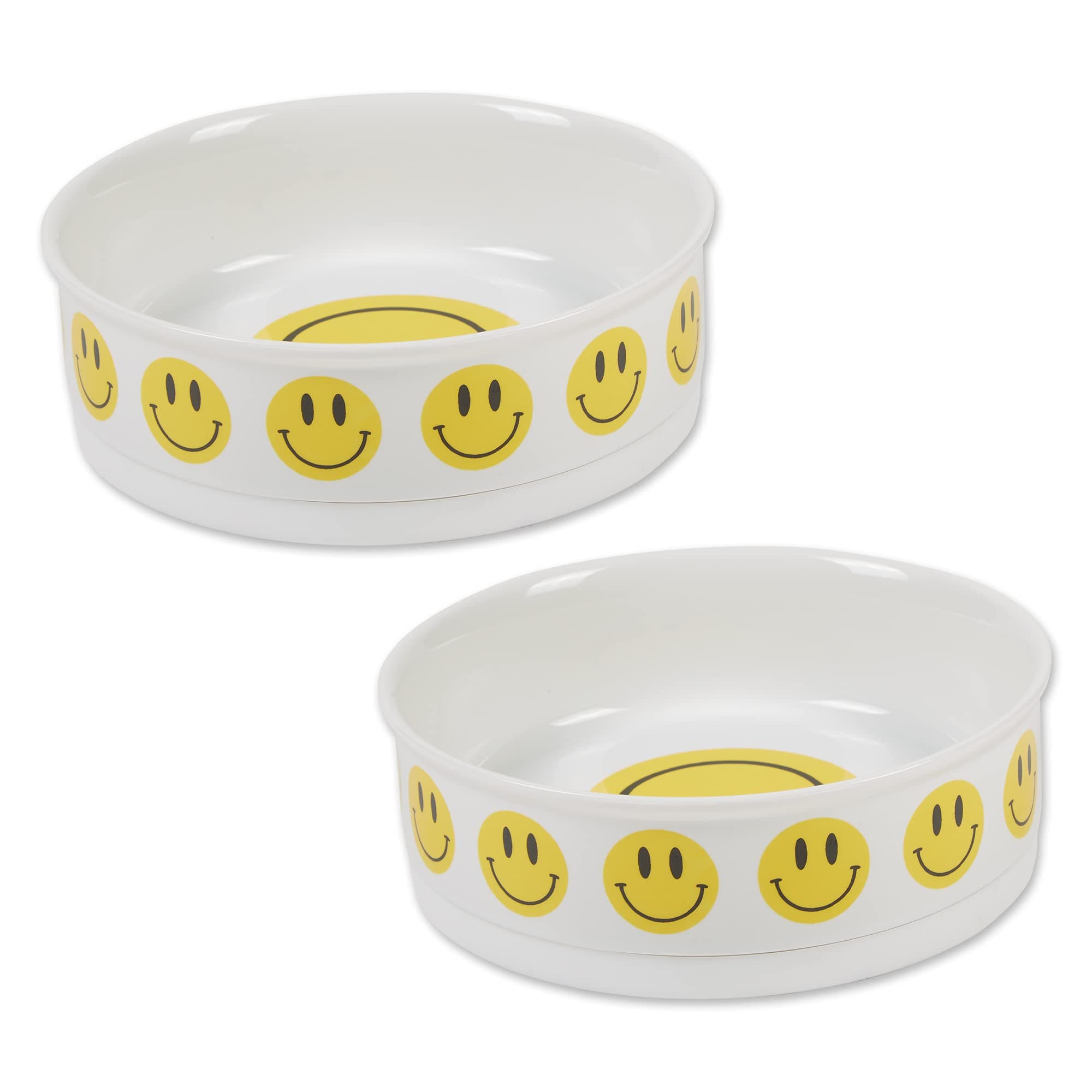 Bone Dry Ceramic Pet Collection, Large Set, 7.5x2.4, Smiley Face, 2, Count