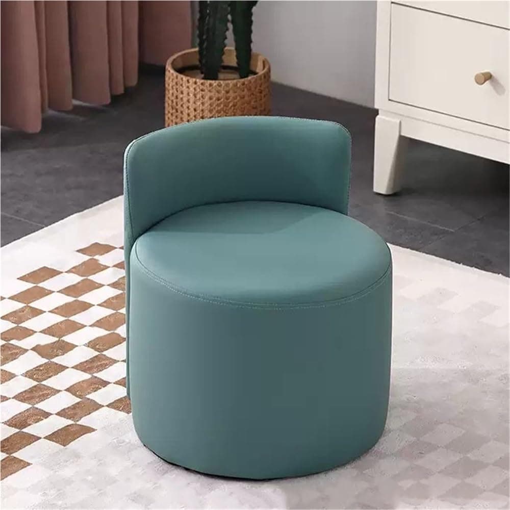 Modern Leather Ottoman, Backrest Sofa Stool, Shoe Stool, Low Stool, Small Stool, Ottoman Foot Rest for Couch, Pouf Ottoman, Footstool for Dressing Room, Living Room, Bedroom and Entryway(Green)