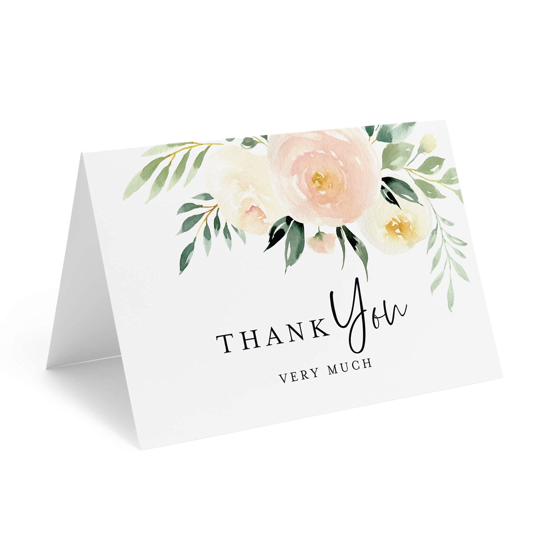 Bliss Collections Thank You Cards - Cards for Weddings, Receptions, Bridal Showers, Baby Showers, Graduations, Special (Blush Floral - 25 pieces)