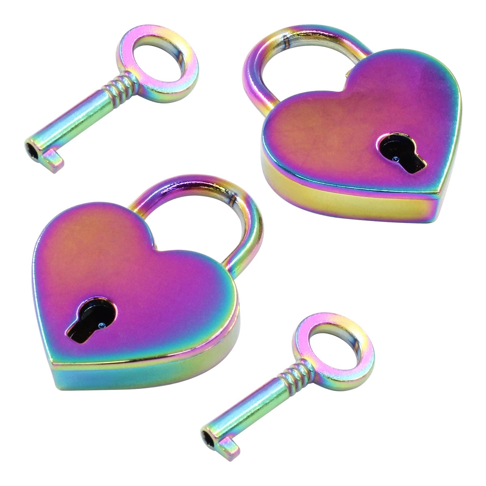 LifCratms 2Pcs Small Heart Padlock with Keys, Mini Padlock Heart Shaped Lock Colorful Padlock for Notebook, Diary Book, Jewelry Box, Srorage Box, Locker, Mini Bag