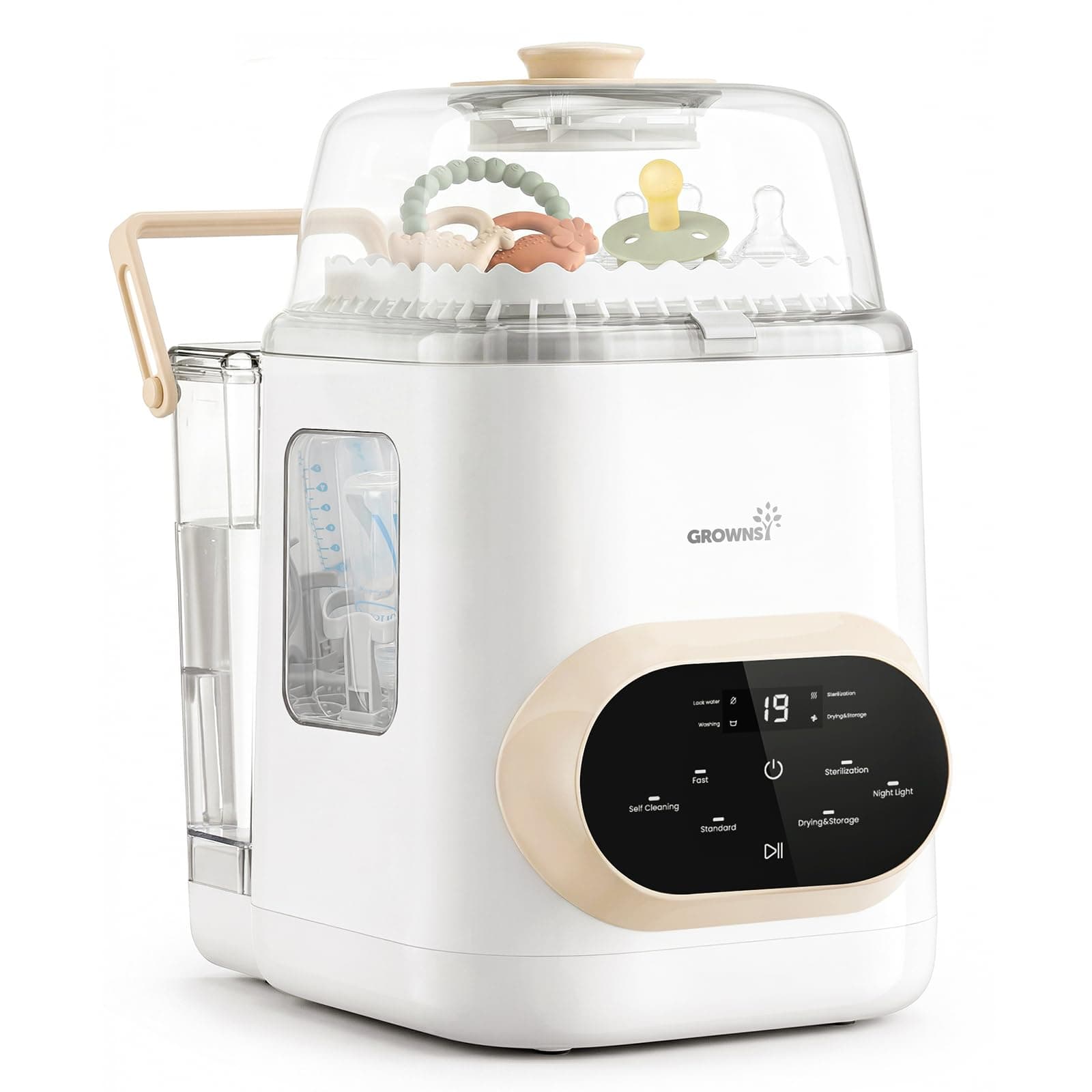 Grownsy EaseClean Bottle Washer Pro | All-in-One Bottle Washer and Sterilizer and Dryer | Baby Bottle Washer for Bottles, Pump Parts & Baby Essentials | Replaces Hand Washing, Dark Grey