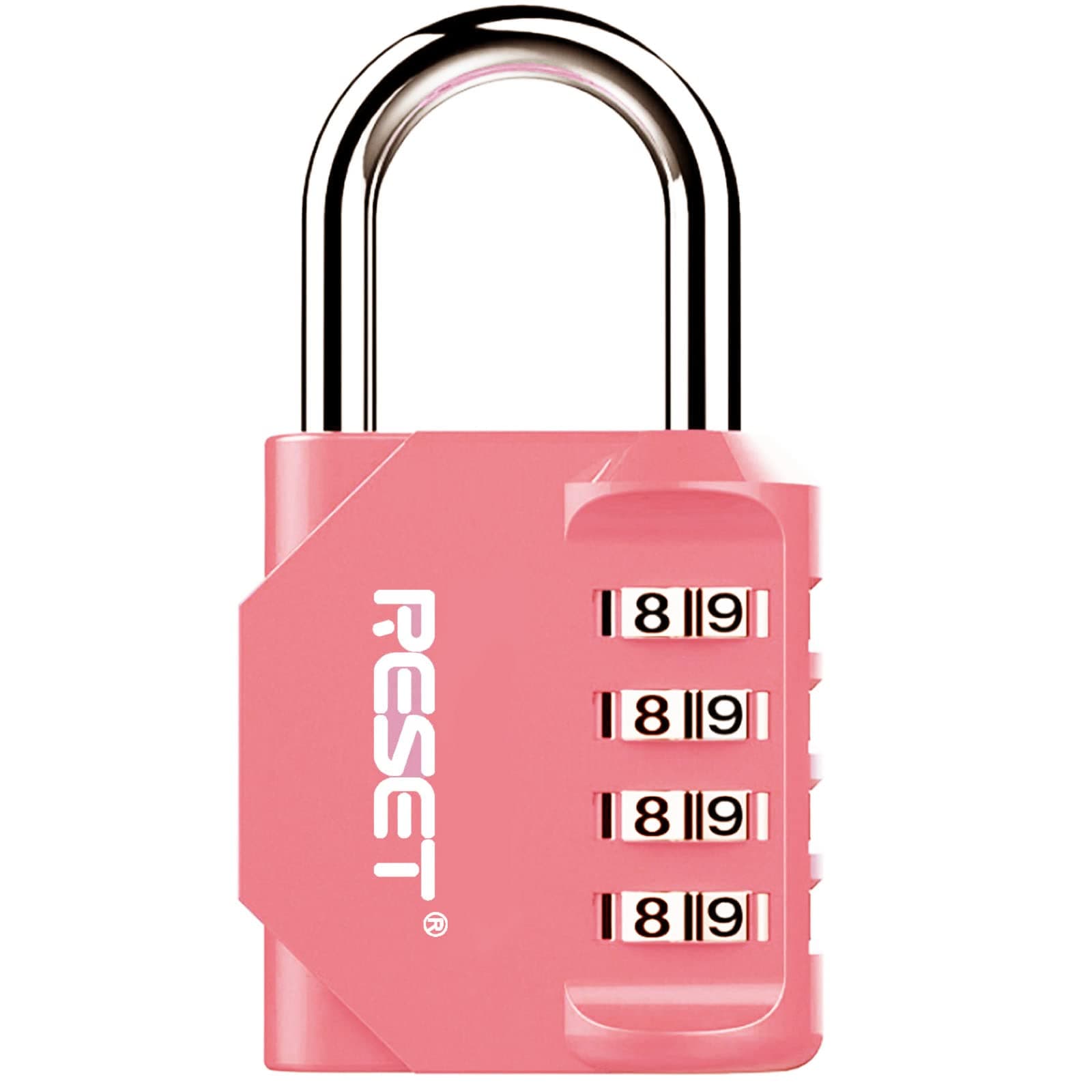 RESET-060 4-Digit Padlock, 31mm Shackle Clearance, Pink, 1-Pack