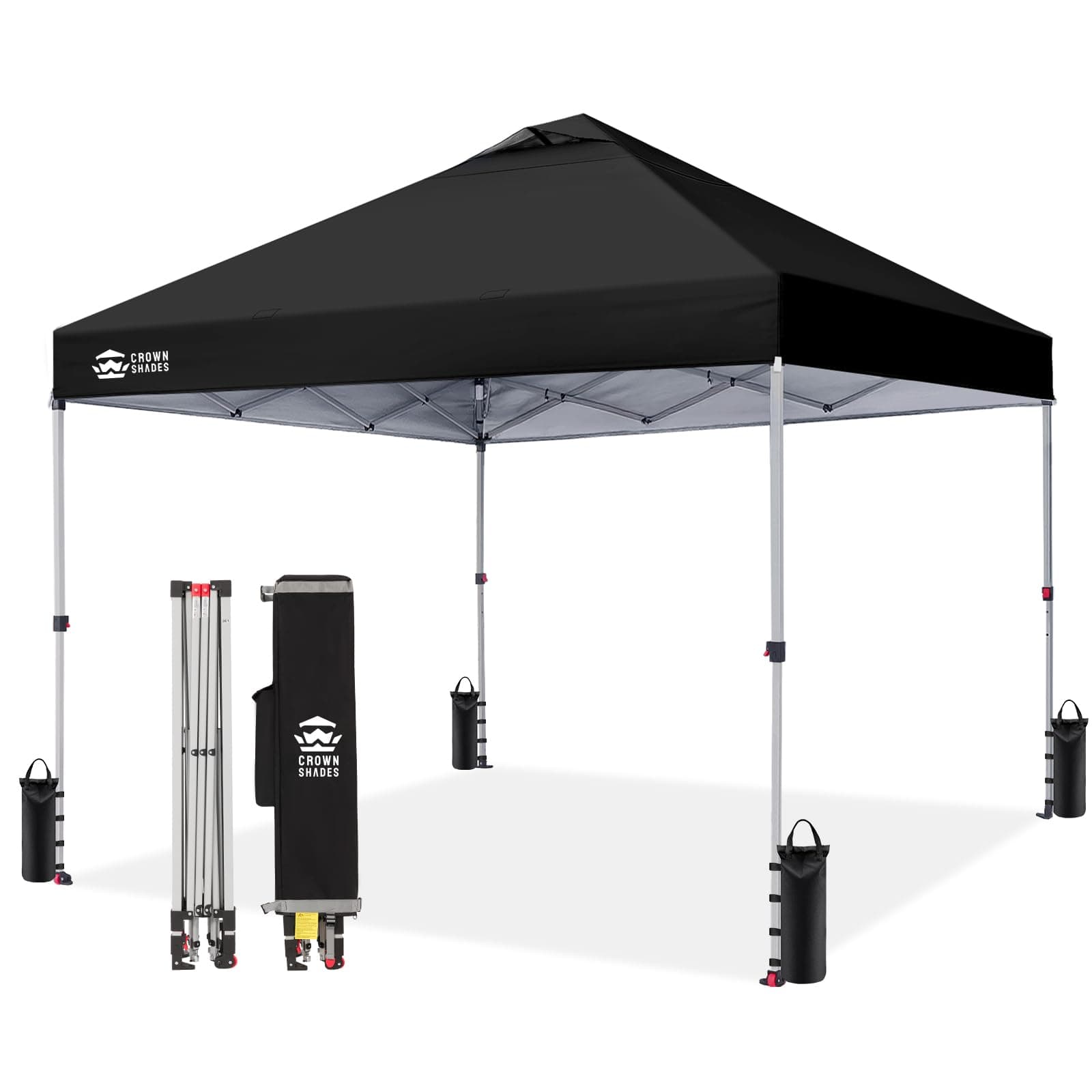 CROWN SHADES 10x10 Pop Up Canopy Tent, Black