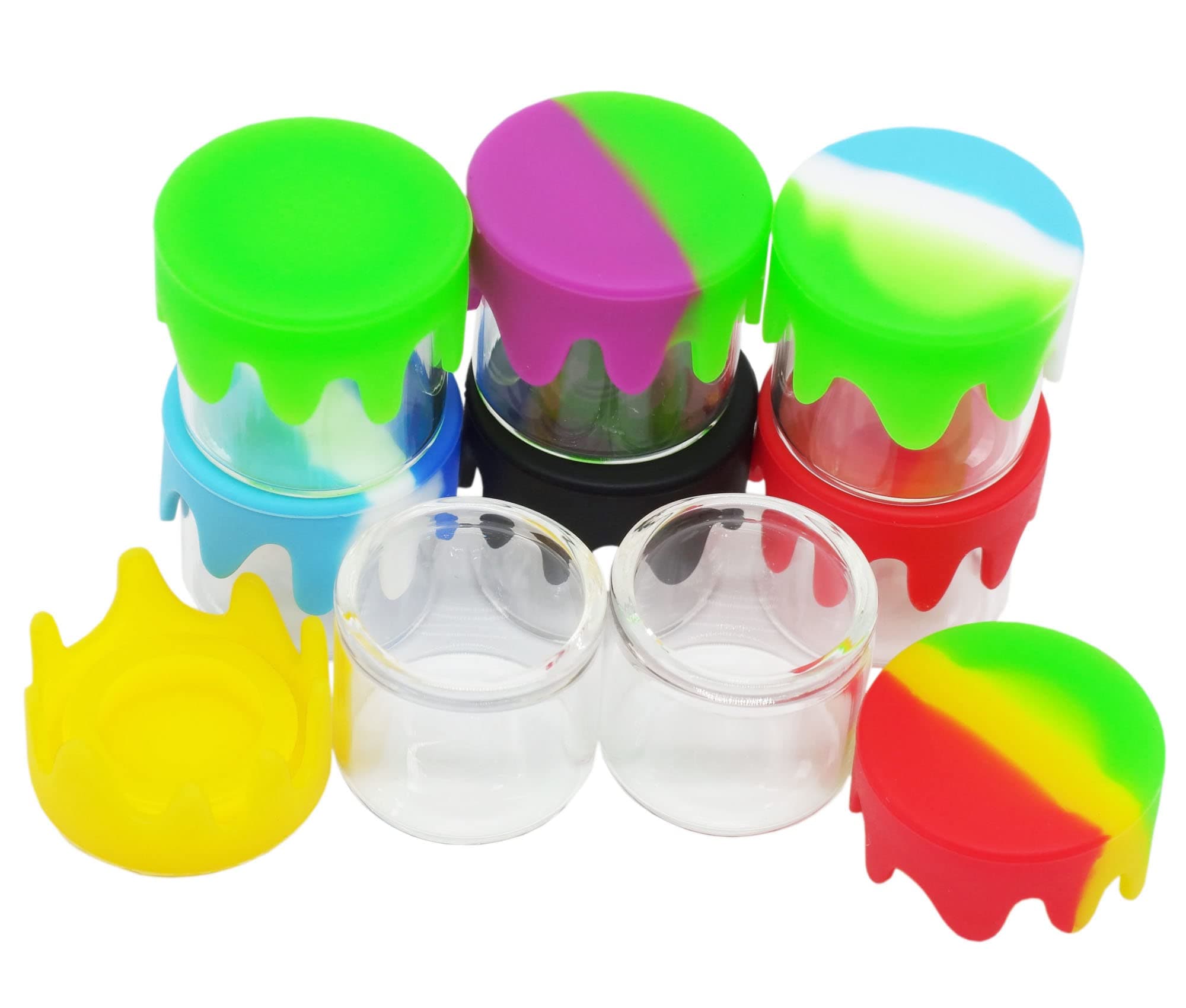 KUVIS 6ml Silicone Glass Wax Containers Airtight with Silicone Lid Concentrate Jar Multi Use (100)