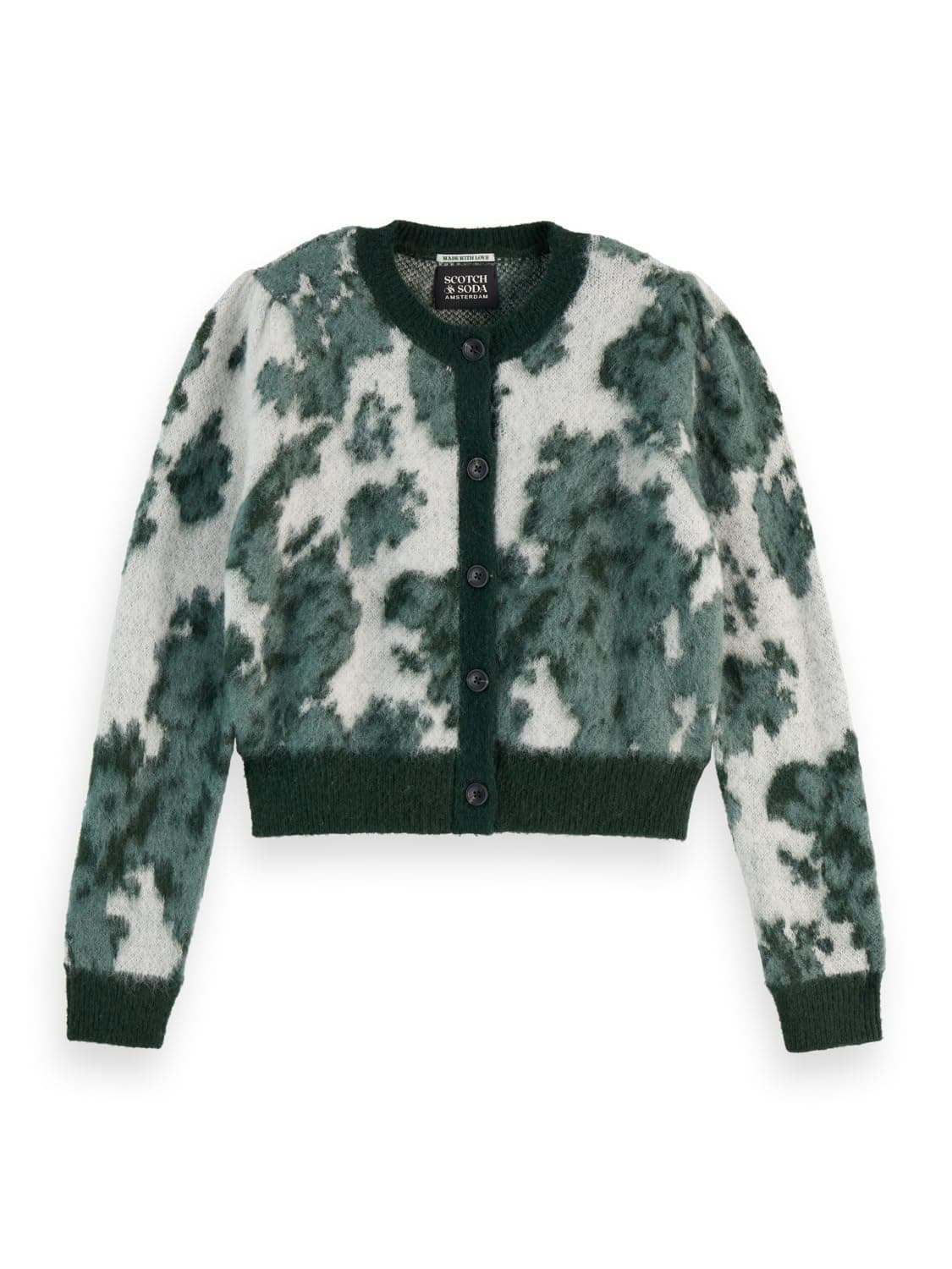 Scotch & Soda Women's Jacquard Crew Neck Cardigan Sweater, Nieuw Blossom Jacquard, XL