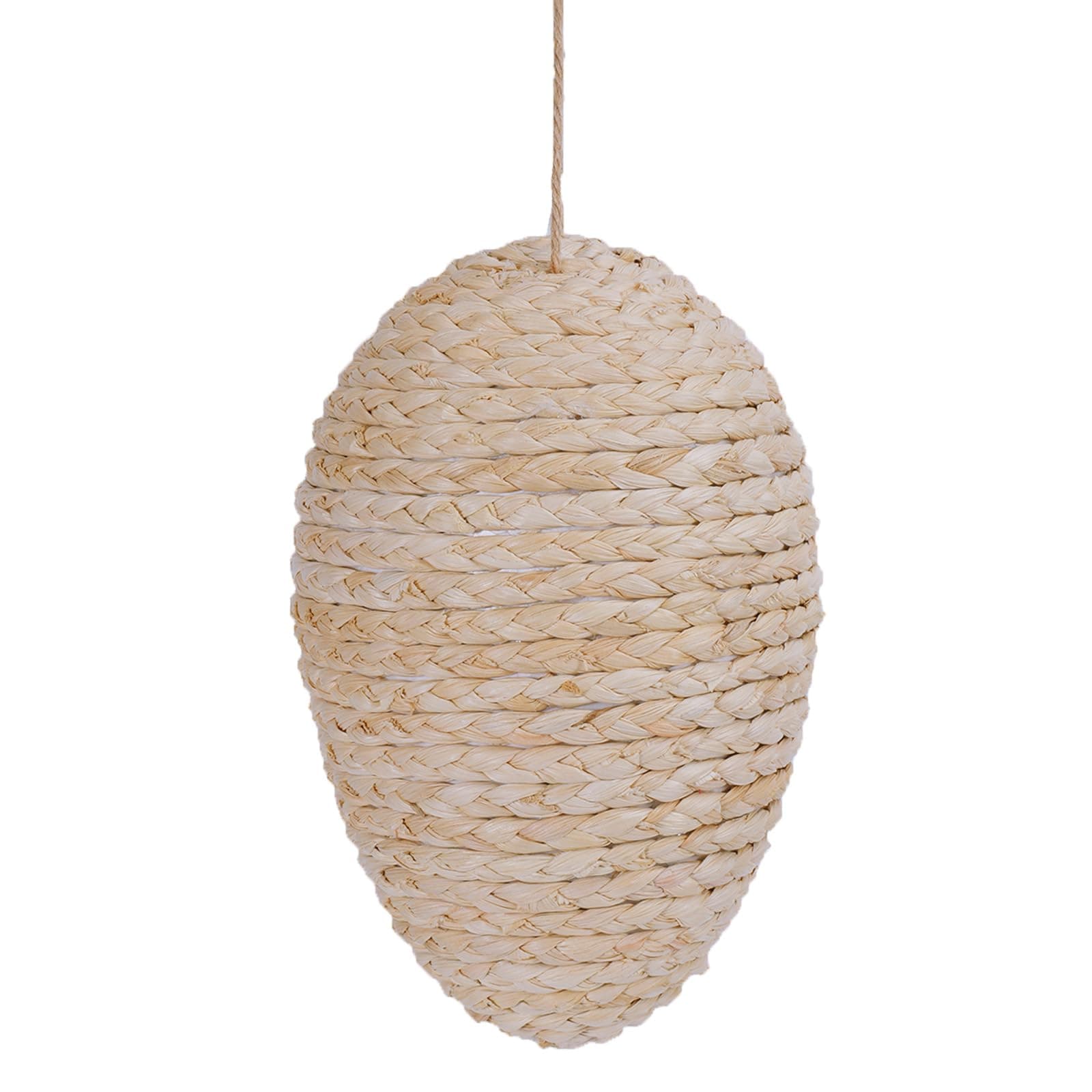 Brownlily Woven Corn Husk Hornet Nest - Non-Collapsing Foam Support, Waterproof Hanging Decoy for Garden, Yard, Deck Decor - Braided