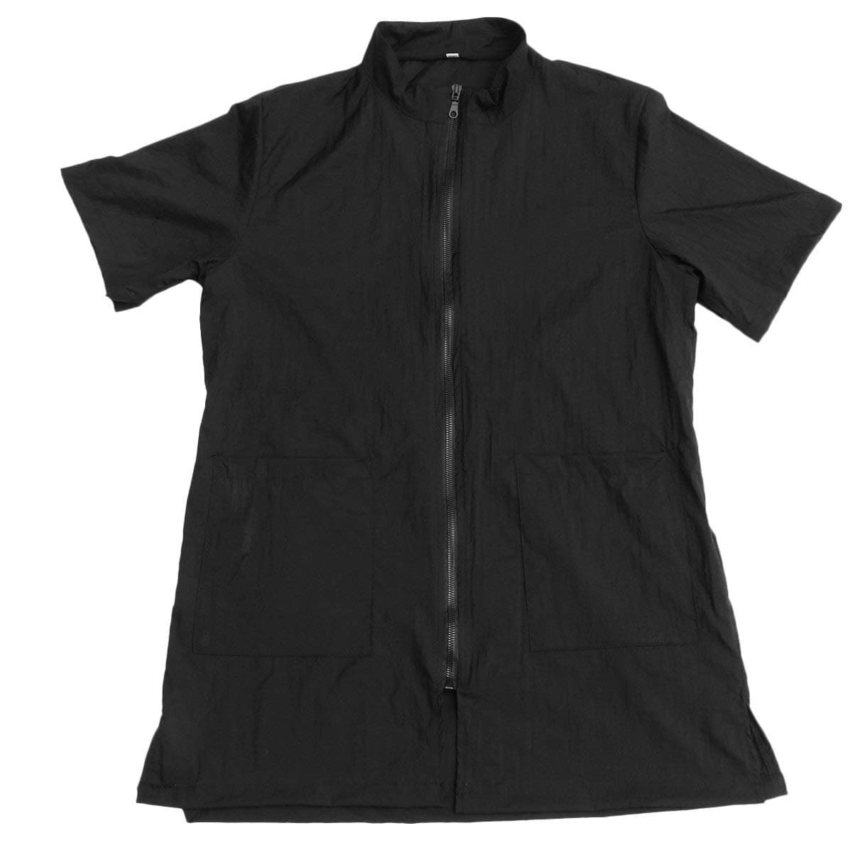 Pet Grooming Workwear Nylon Anti- Static Pet Work Clothes Hair Shirt Uniform Pet Smock with Full Zipper for Dog Cat Shop Black Size