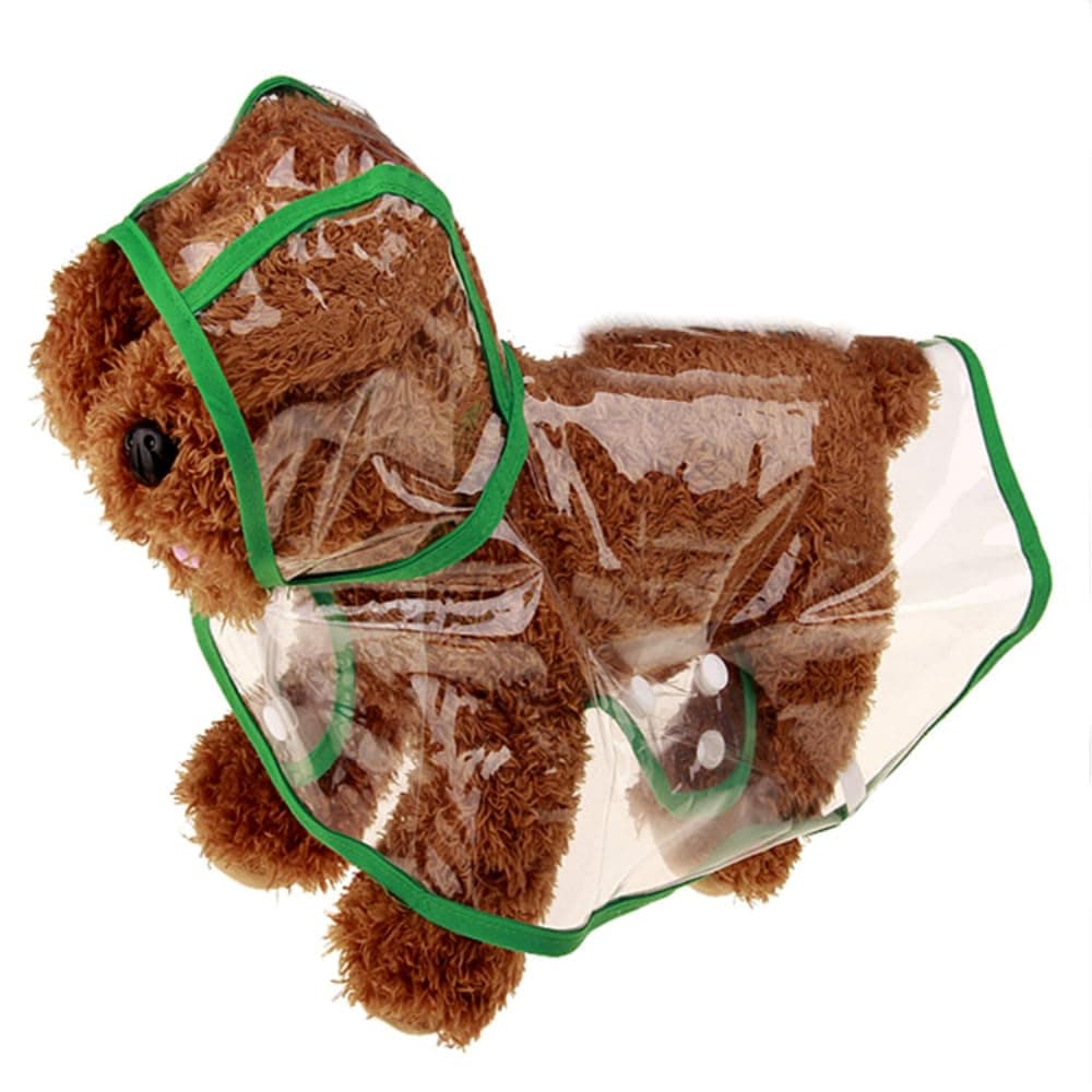 Selena Large Dog Clear Raincoat Pet Plastic Waterproof Jacket Small Medium Puppy Easy Wear Outwear Apparel (Small,Green)