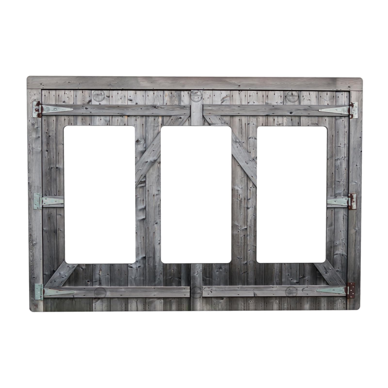 Wooden Barn Door Light Switch Cover Outlet Covers Triple Rocker Wall Plate Electrical Faceplate, Rustic Vintage Old Garage Door Light Switch Plate Decorative Wallplate Plug Cover