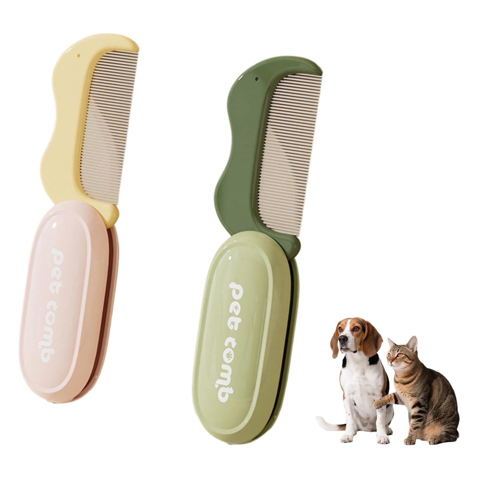 JEATHA Mini Pet Grooming Comb Foldable Fine Teeth Cat Dog Facial Comb Portable Hair Remover for Shedding Bathing Eye Cleaning Pink Green One Size