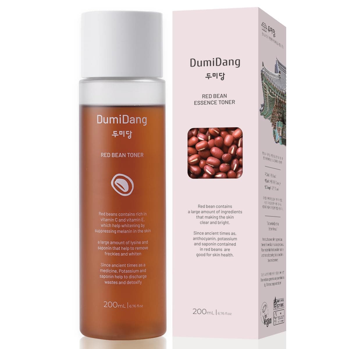 Red Bean Essence Toner - Korean Traditional Vegan Skincare Formula, Anti-Aging & Nourishing with Fermented Red Bean Extract, 200mL | 6.75 fl. oz