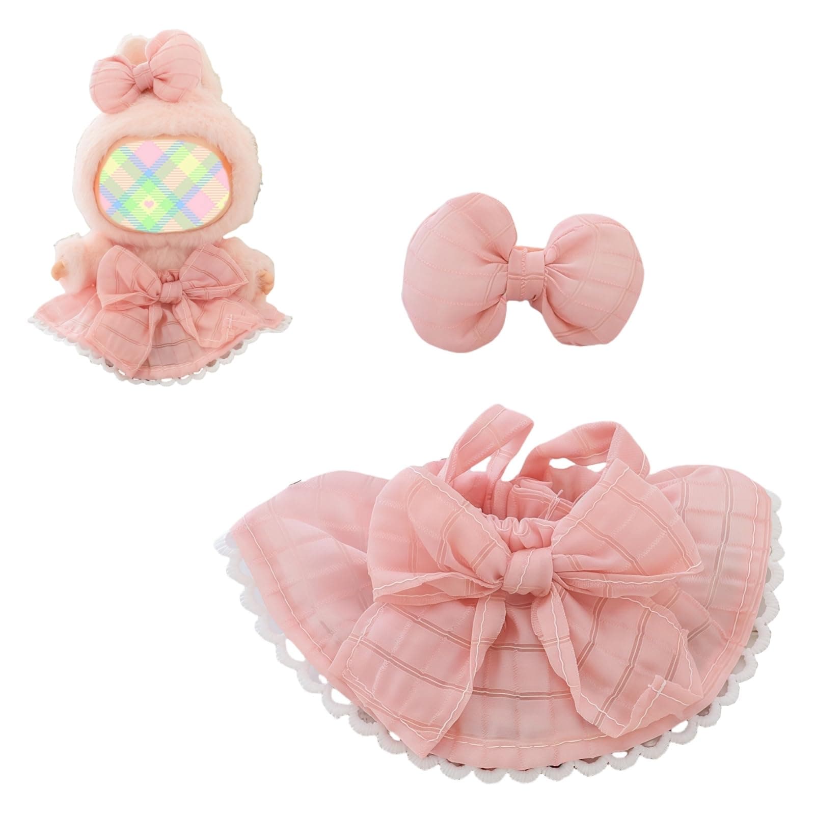 Clothes for Lu bubu 17cm Dolls Accessories (No Doll), Kawaii Skirt Outfit Set 2 Pieces for 17cm Dolls Suit, Stylish Dress Up Flower Dolls Clothing Set Replacement Pink