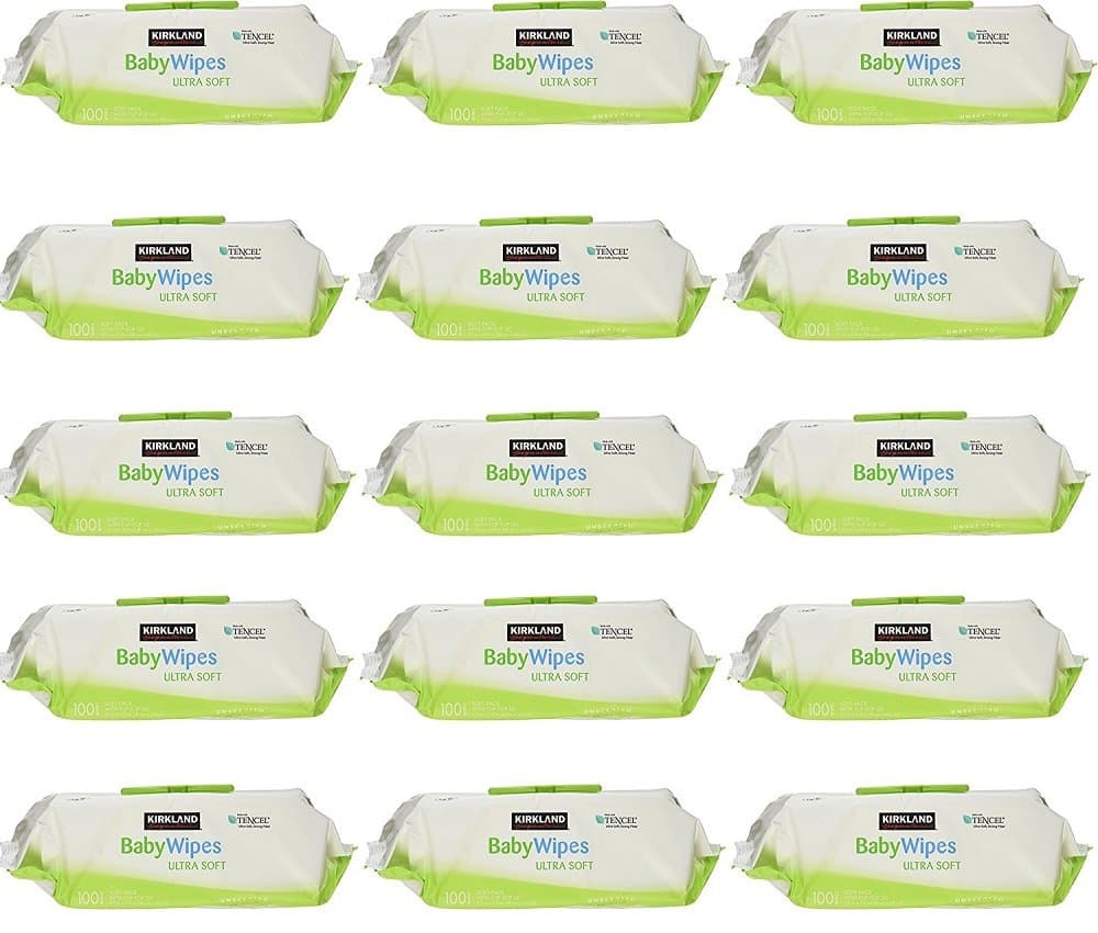 Kirkland Signature Baby Wipes Ultra Soft Unscented Strong Fiber Moisturizes Sensitive Skin Extra Large Wipes Aloe and Vitamin E Hypoallergenic, 1500 wipes