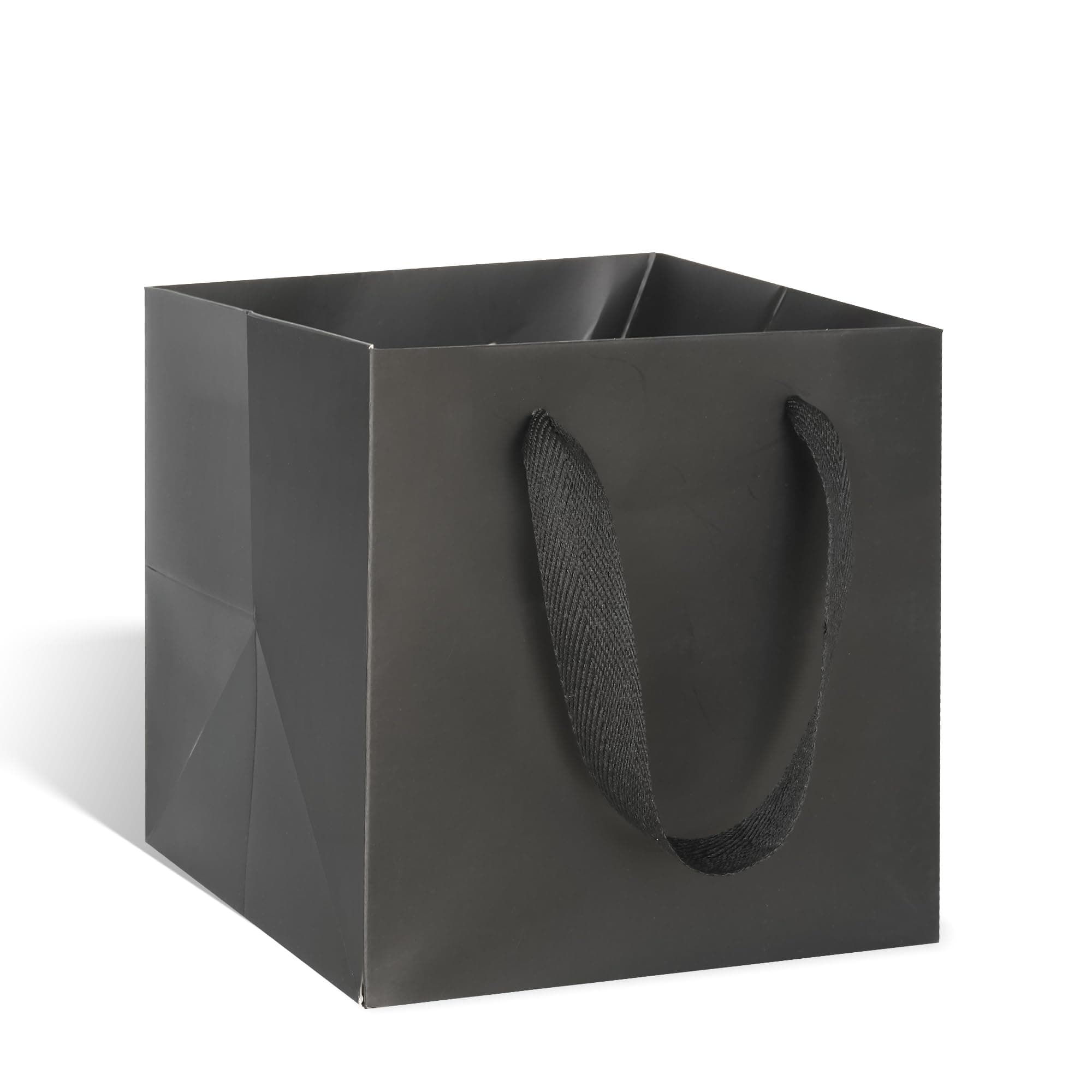 ADIDO EVA Black Gift Bags Small Size Square Gift Bags with Handles for Party Favor, Shopping Bag (20x20x20 CM, 10 CT)