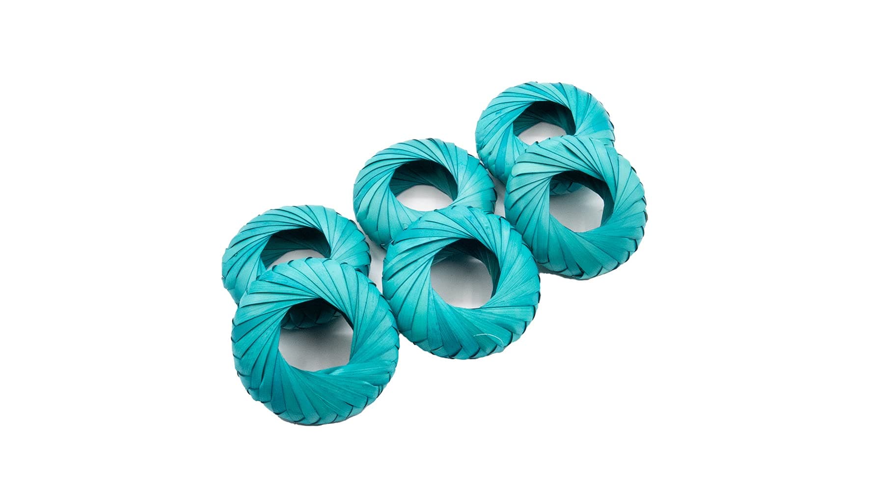 La Sol Imports Napkin Rings Rustic Hand Woven Set of Colorful Ring Holder Coastal Tropical Beachy Napping Rings for Thanksgiving Xmas Wedding Everyday Dinning Table Parties (6X, Turquoise)