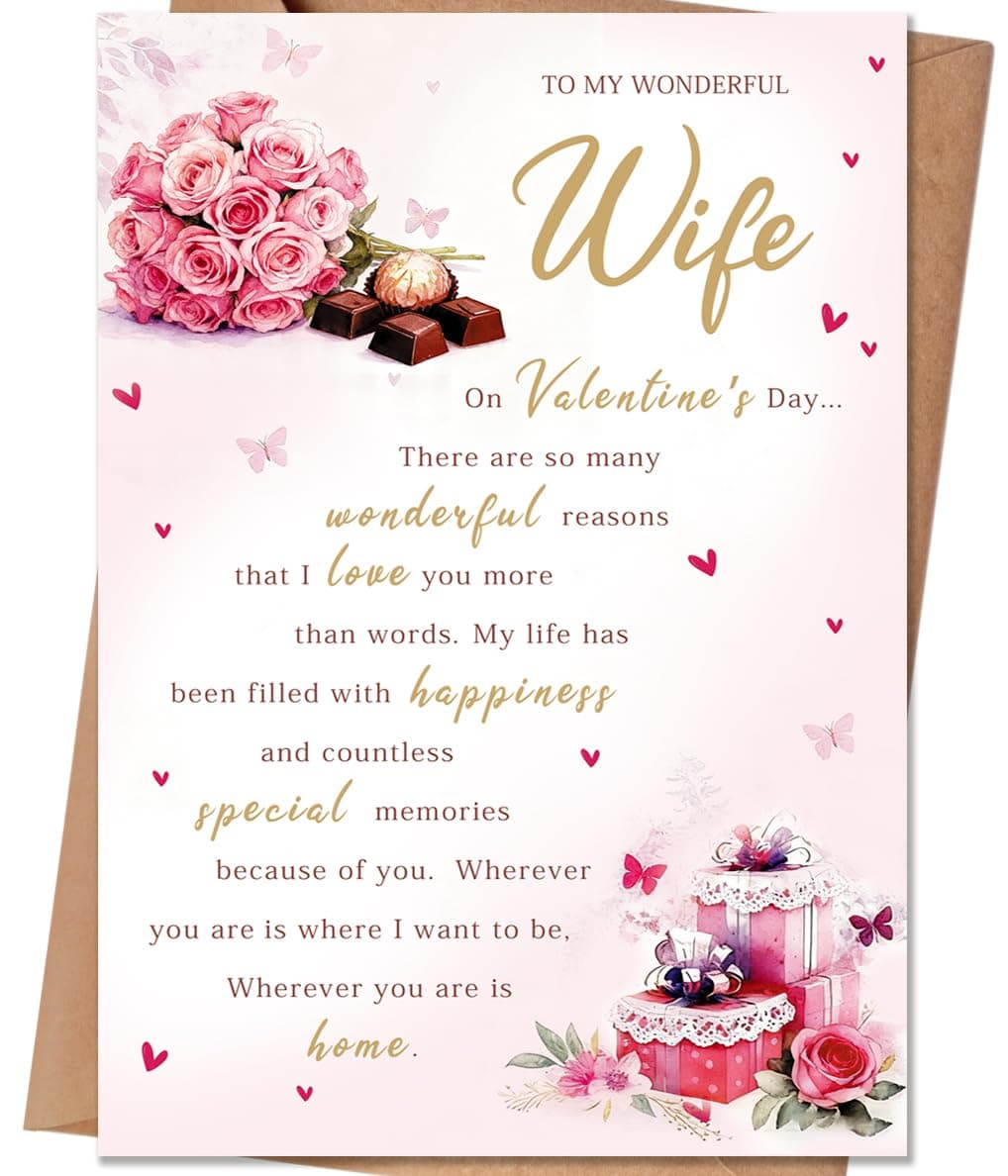 HEJOYN Valentines Day Card for Wife, Valentine's Day Cards Gifts for Wife from Husband