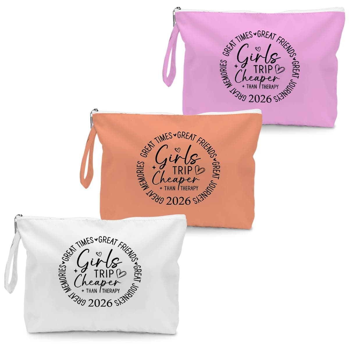 3PCS Girls Trip Gifts Favors Wet Bag Toiletry Bag, Girls Weekend Gifts for Women, Girls Trip Favors, Storage Stroller Beach Travel Yoga Gym Workout Wet Dry Bag for Swimsuit Dirty Clothes Diaper