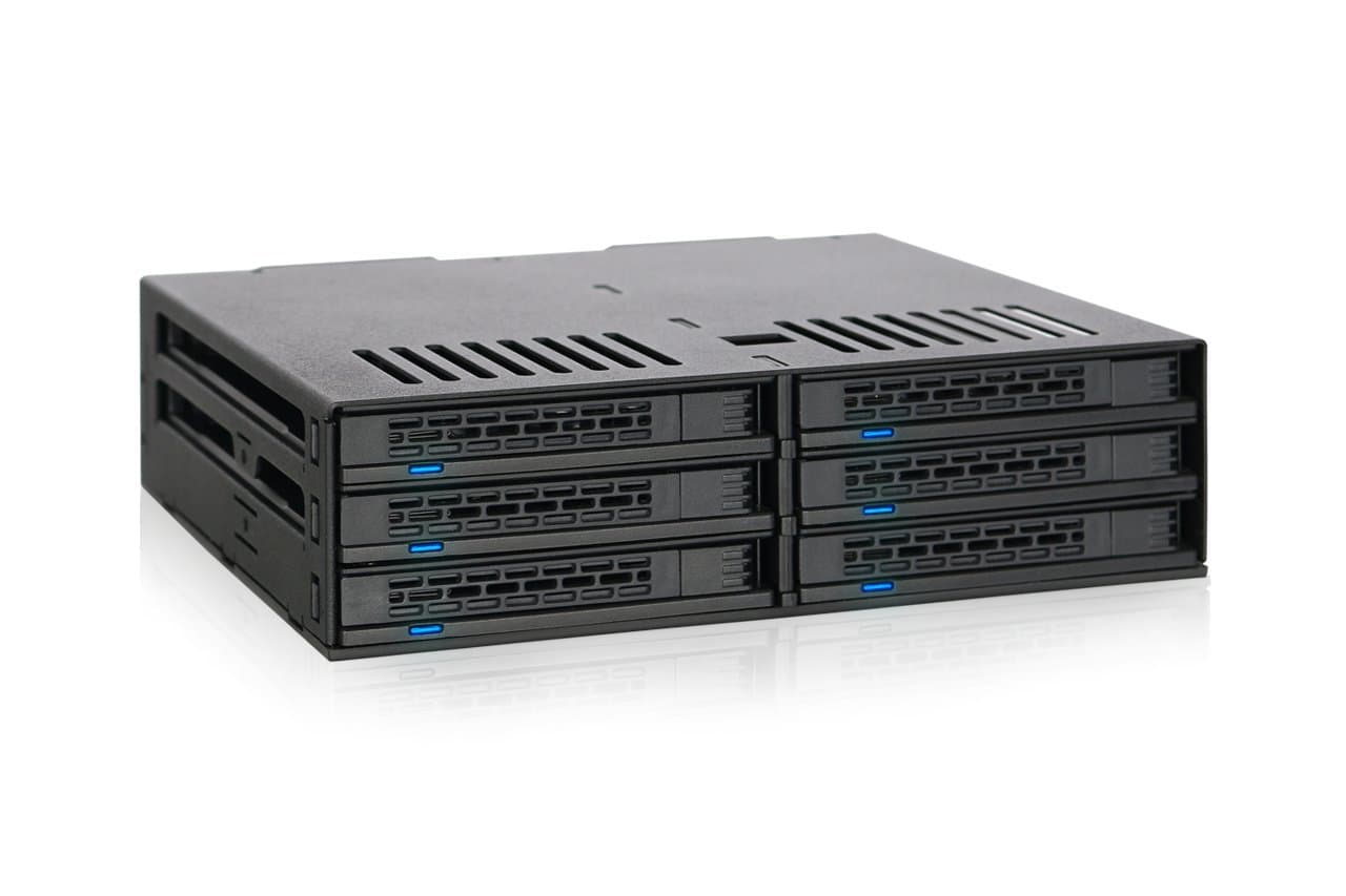 ICY DOCK 6 Bay 2.5” SATA HDD / SSD Hot Swap Cage Enclosure for 5.25” Bay | ExpressCage MB326SP-B
