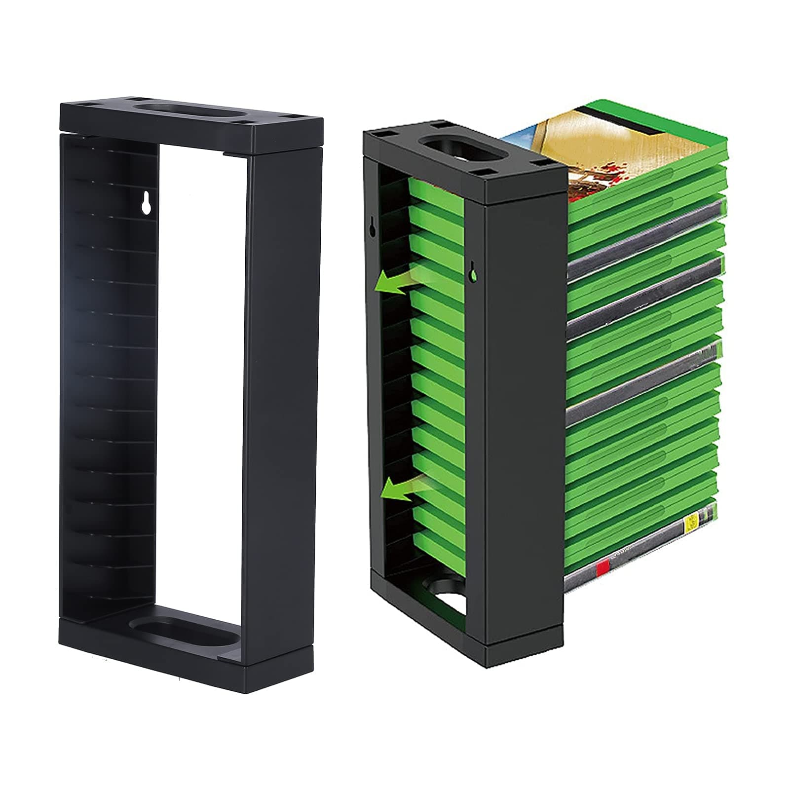 YYOYY Game Disc Storage Rack, 14 Game Disks, Small Wall Mounted Games Storage Tower, Game CD Holder, Suitable for PS5, for PS4, for Xbox, Space Saving Design default