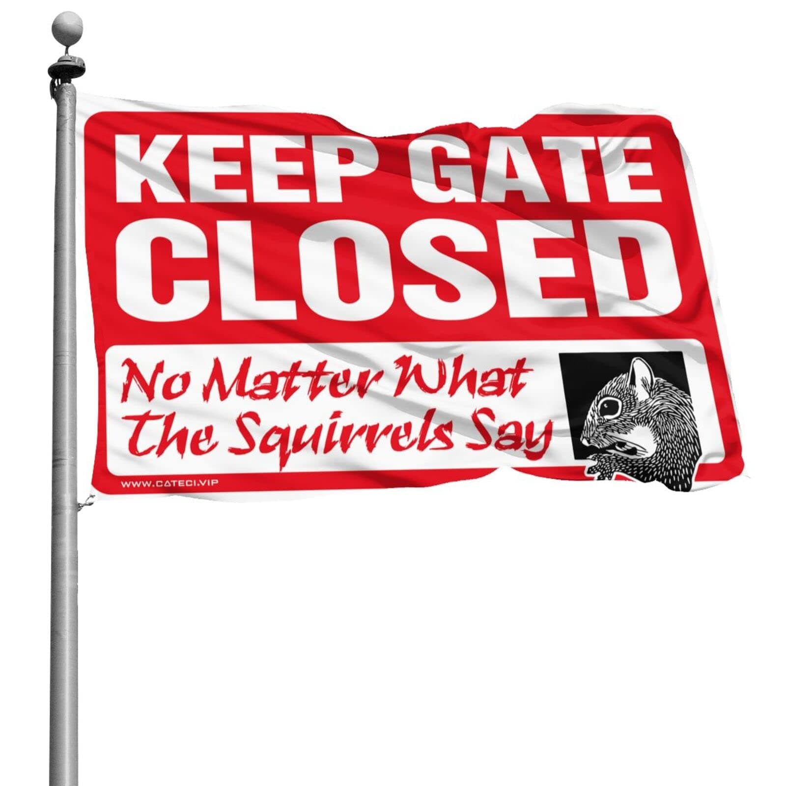 Things For Boys Room Keep Gate Closed No Matter What The Squirrels Say Flag Flag For Bedroom Flags For Room Funny (Size : 30X45CM)