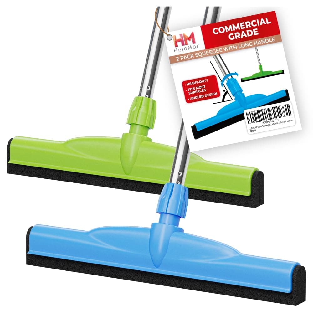 2-Pack 17" Floor Squeegee Scrubbers Heads with Telescopic Handle