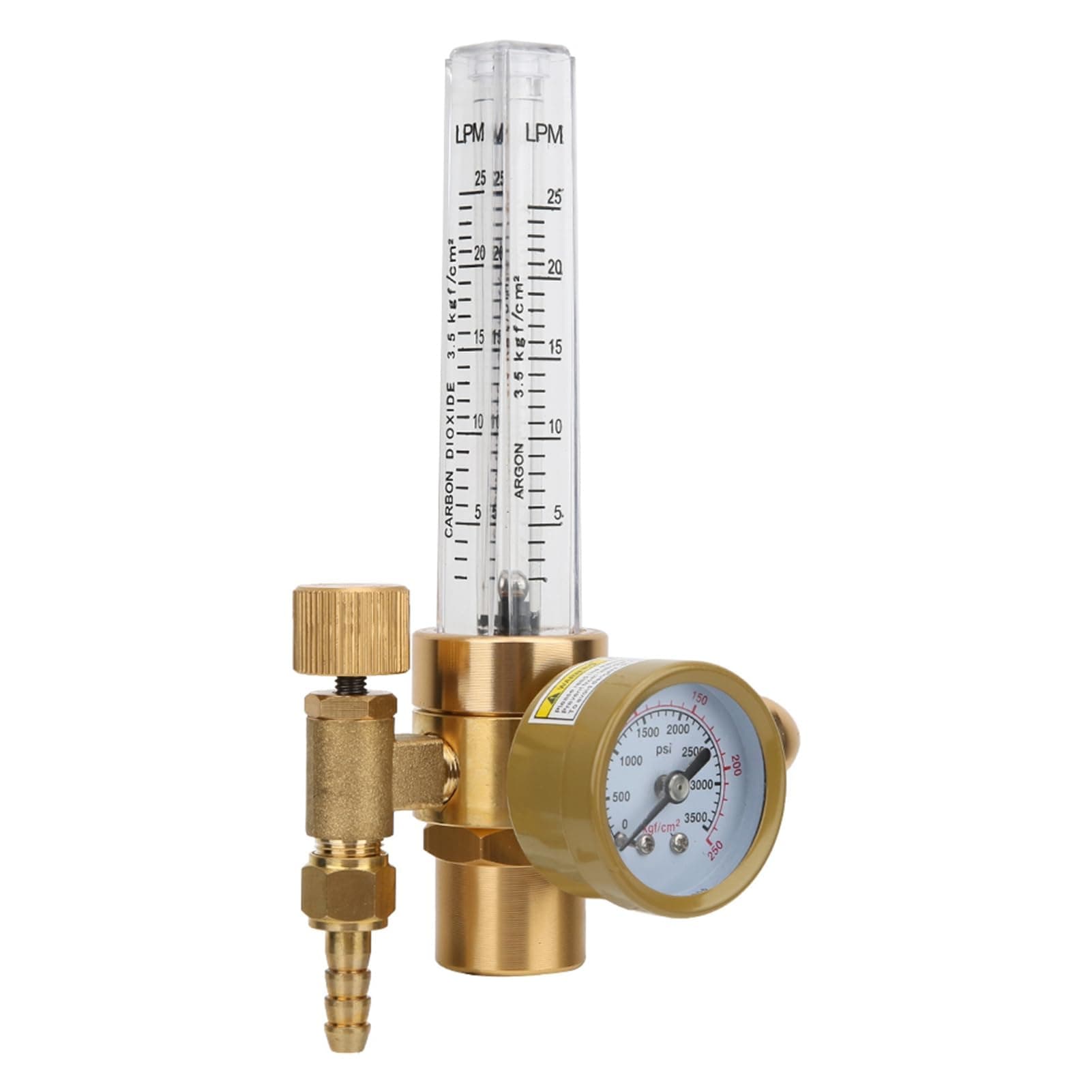 Argon Pressure Reducer Regulator, All Brass Gas Control with CGA580 G5 8 Male Inlet Dual Gauge 0 to 3500 PSI for TIG MIG Welding H59 Brass 1 Pack