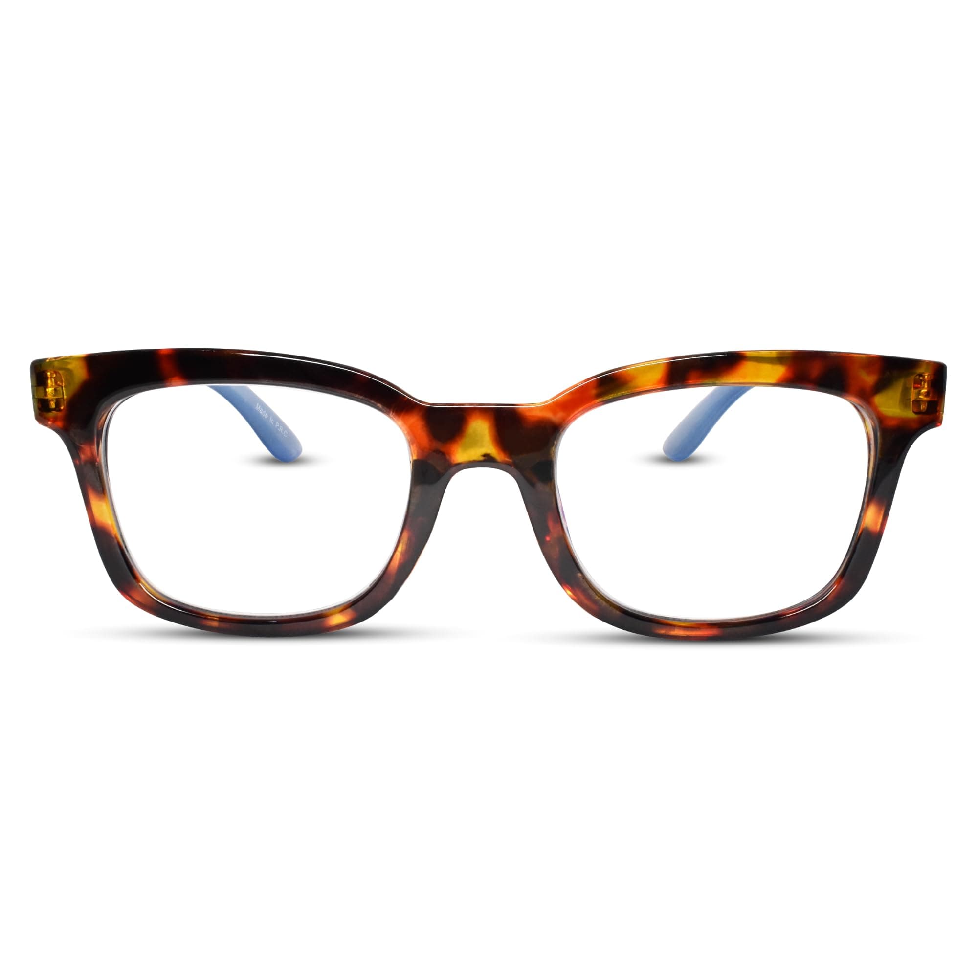Tortoise Blue Women's Wide Reading Glasses – Premium Thick Frame Readers with Spring Hinges, Blue Light Protection & Scratch-Resistant Lenses, Strength 1.50