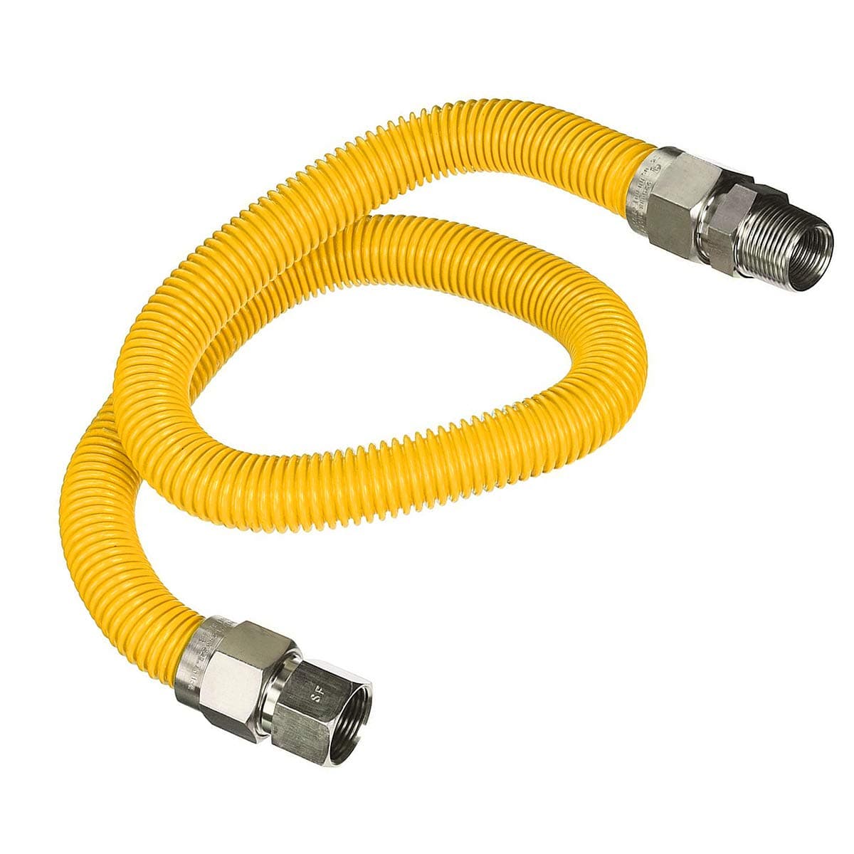 HIGHCRAFT 18 Inch Gas Connector with Fittings, Yellow Coated Gas Connector, 3/8" OD, 1/2" FIP x 1/2" MIP Connection