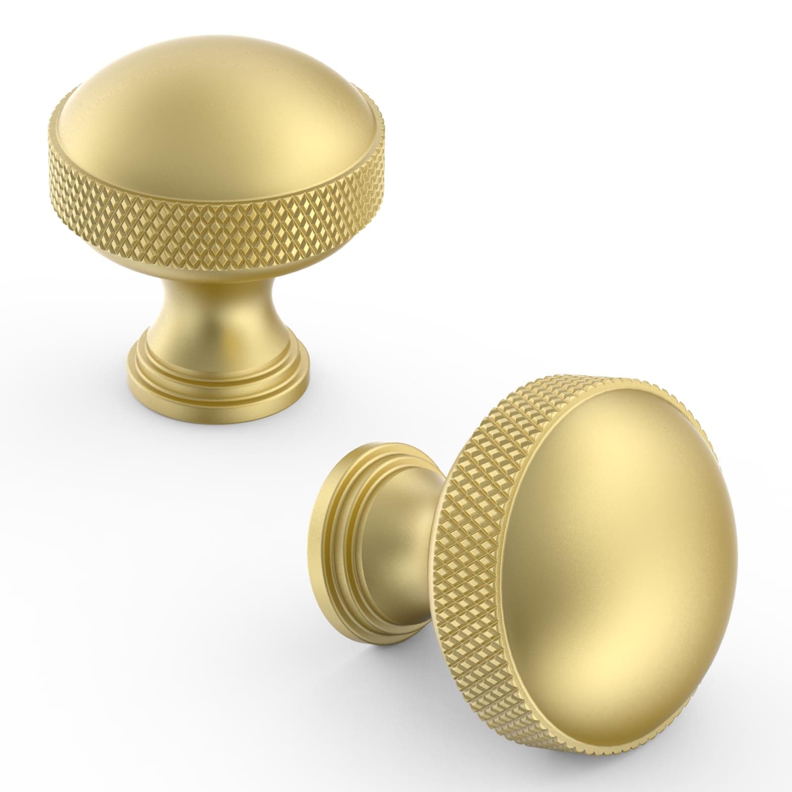 Asidrama 10 Pack Brushed Gold Kitchen Cabinet Knobs Knurled Cabinet Pulls Hardware Zinc Knobs for Dresser Drawers