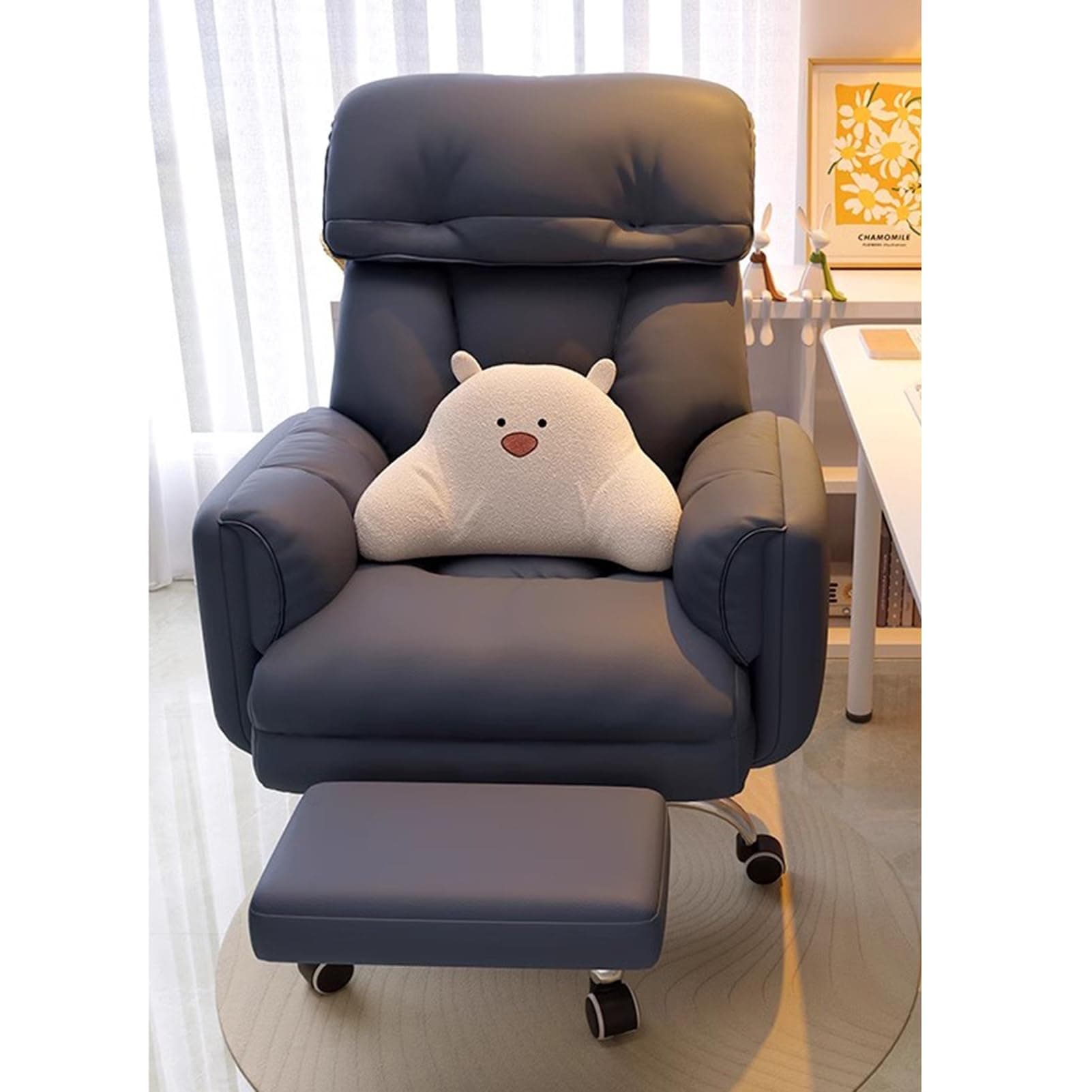 Desk Office Chair 450LBS, Ergonomic Big & Tall Office Chair, PU Leather Computer Chair, Executive Office Chair with Leg Rest(Gray)